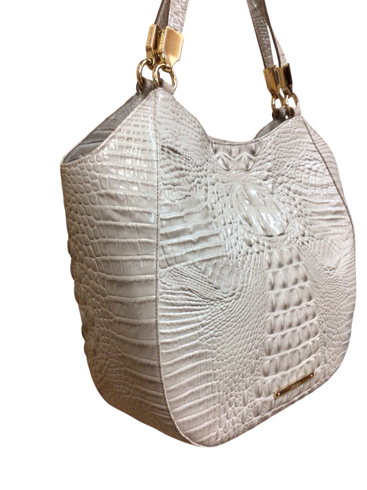 Brahmin "Marianna" Pumice Melbourne Gray Leather Shoulder Bag