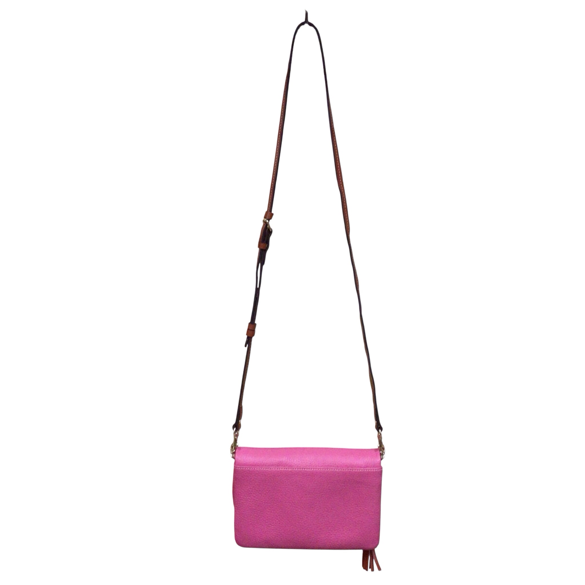 Dooney & Bourke Pink Pebbled Leather Foldover Crossbody Bag