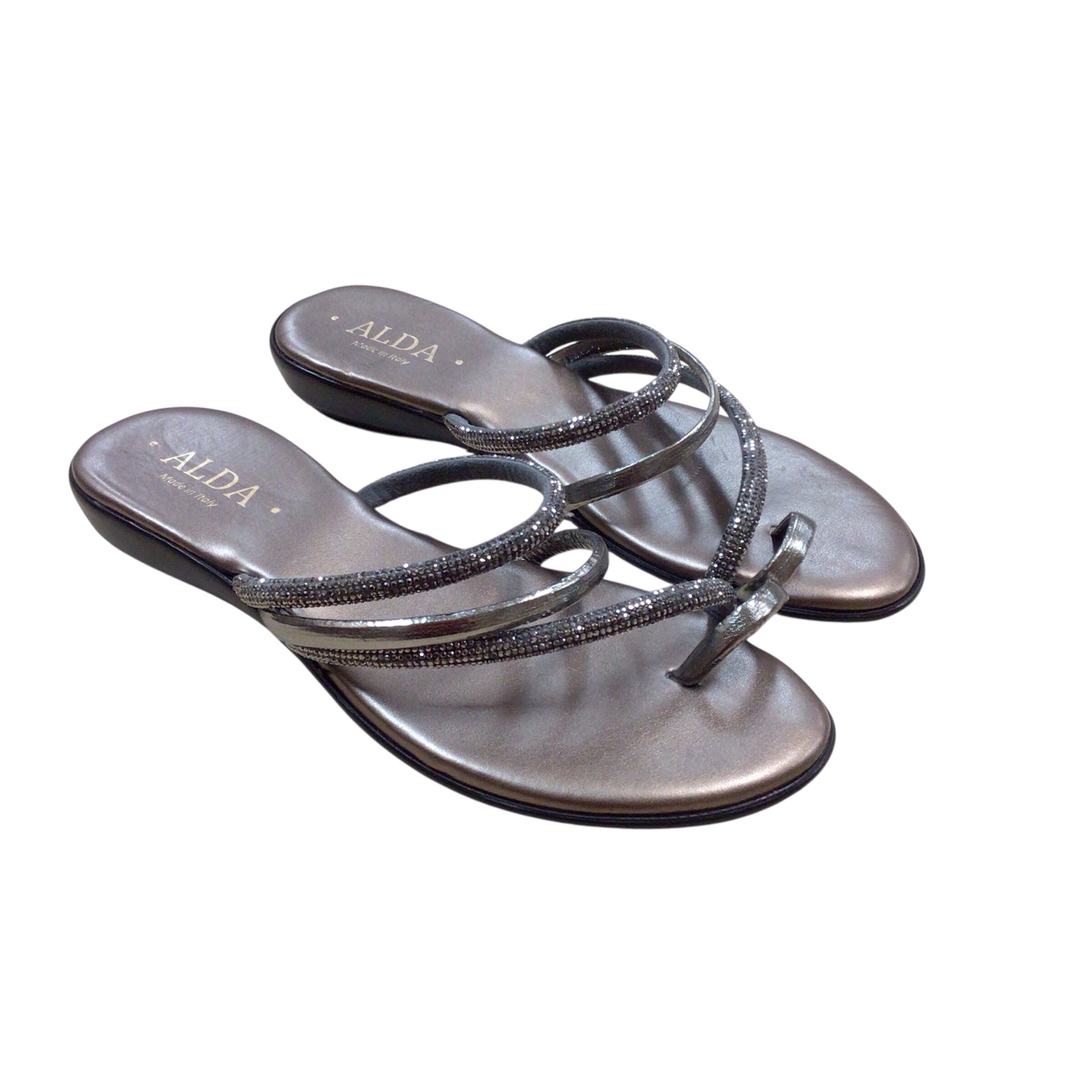Alda Bronze Embellished Dress Sandals Size 8