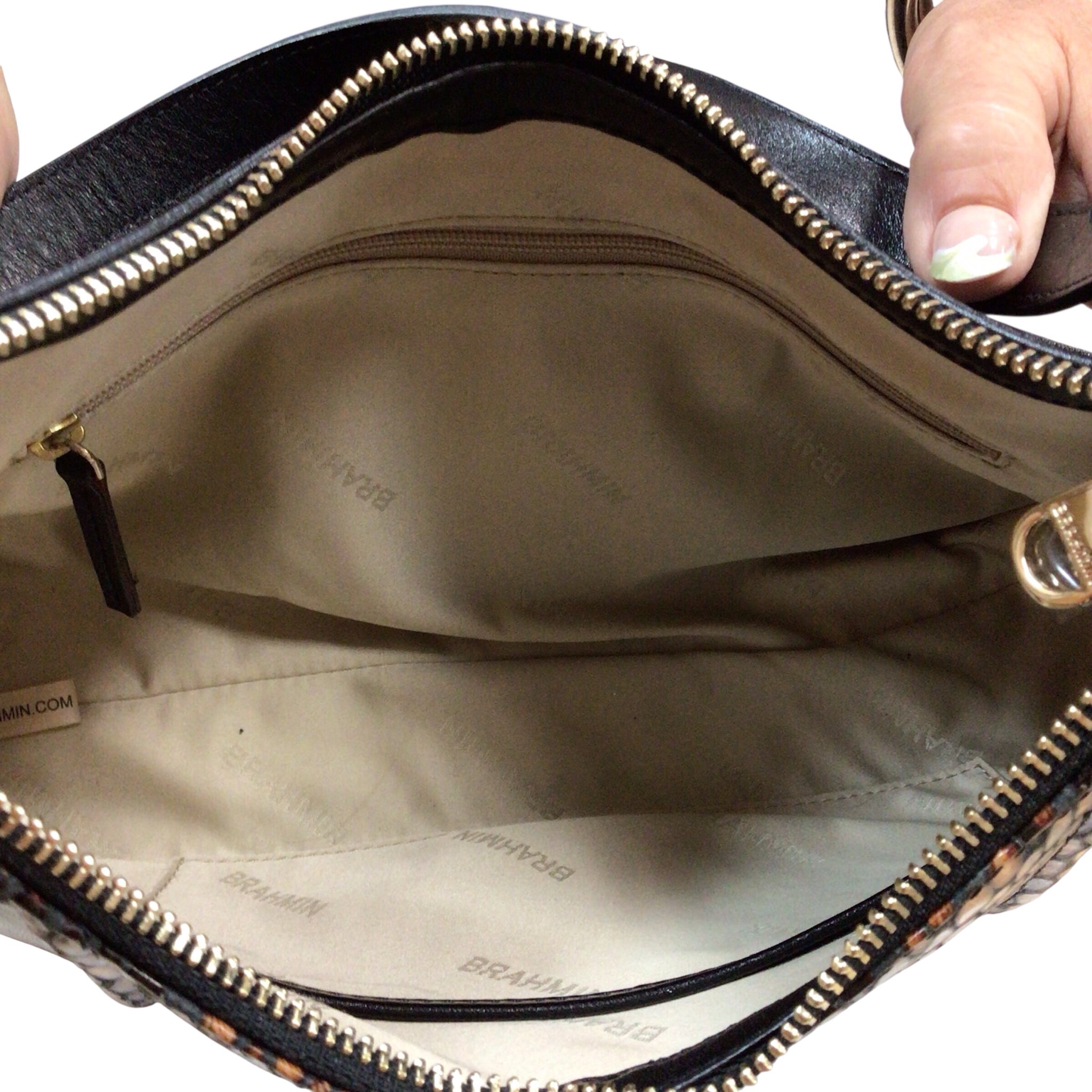 Brahmin "Esme" Cocoa Blanchard Leather Shoulder Bag
