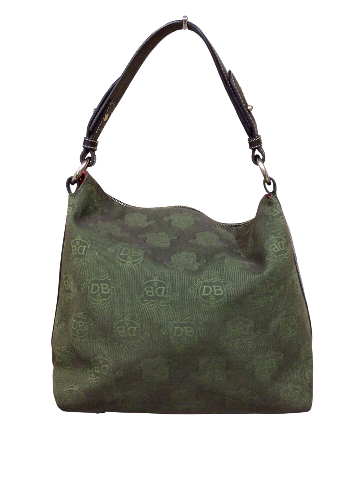 Dooney & Bourke Signature Green Canvas Hobo Satchel Bag