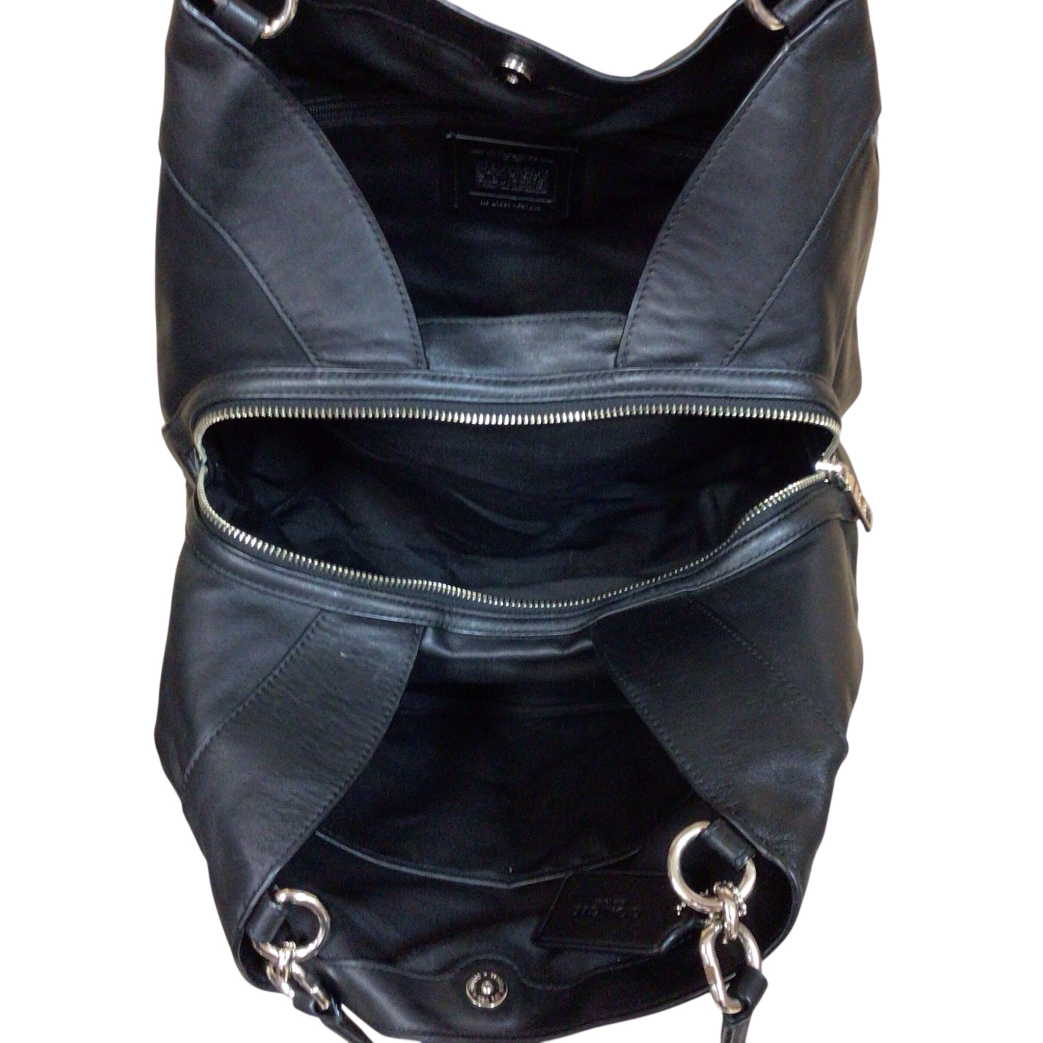 Coach F57612 "Lexi" Signature Jacquard Black Leather Trim Shoulder Bag