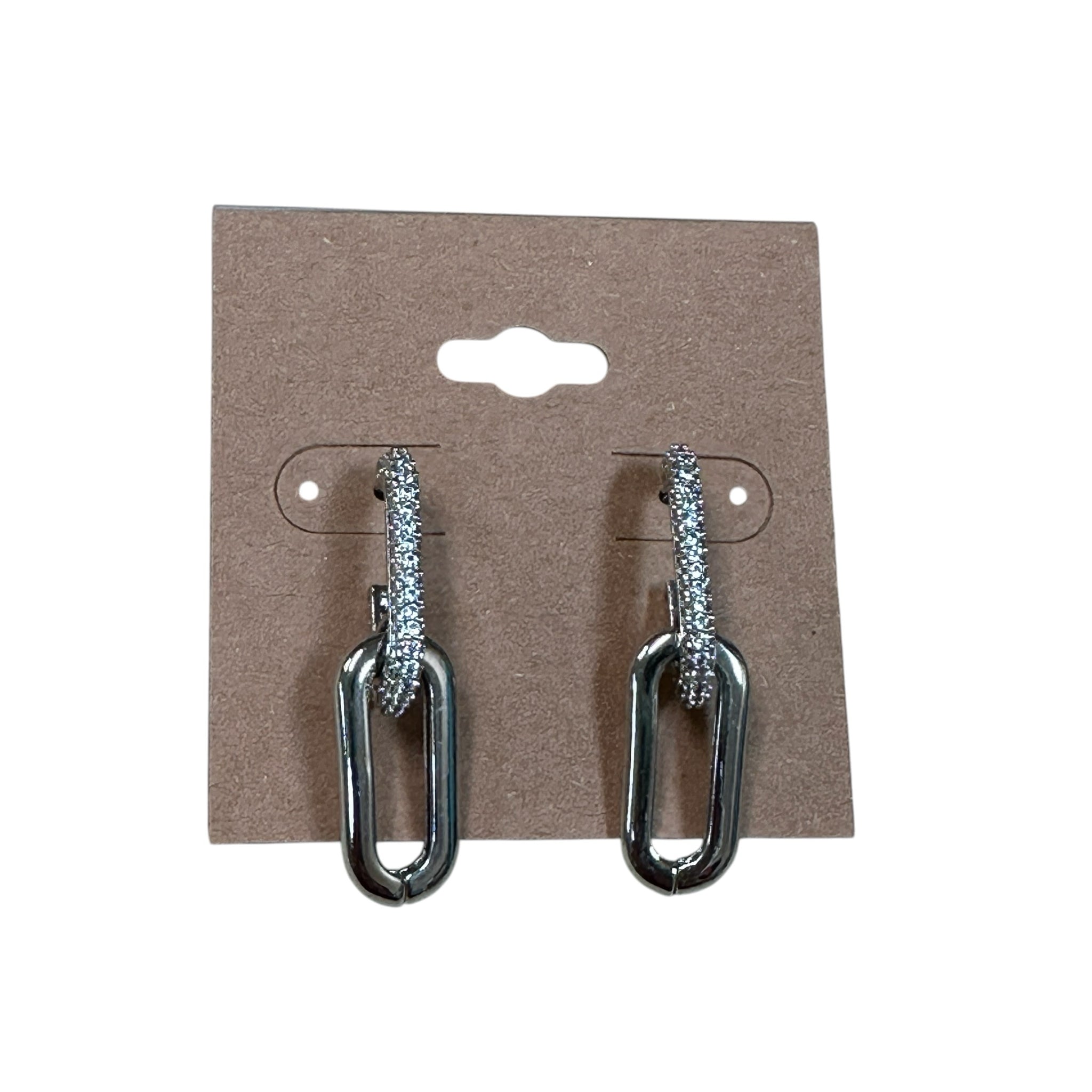 Double Link Post Silver Plated Earrings