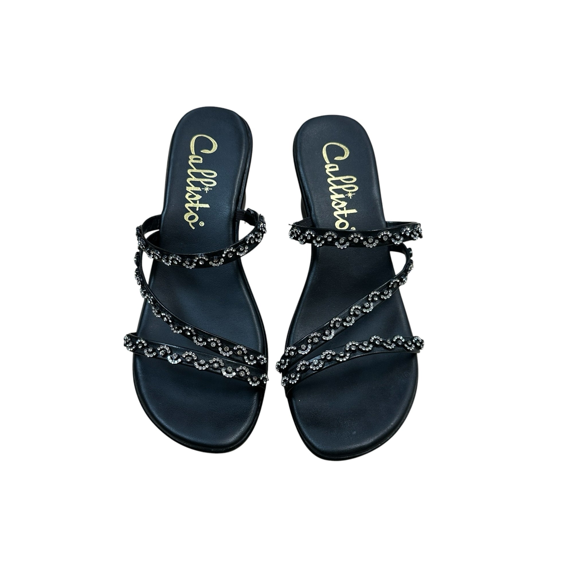 Callisto Size 7 Black Wedge Sandals