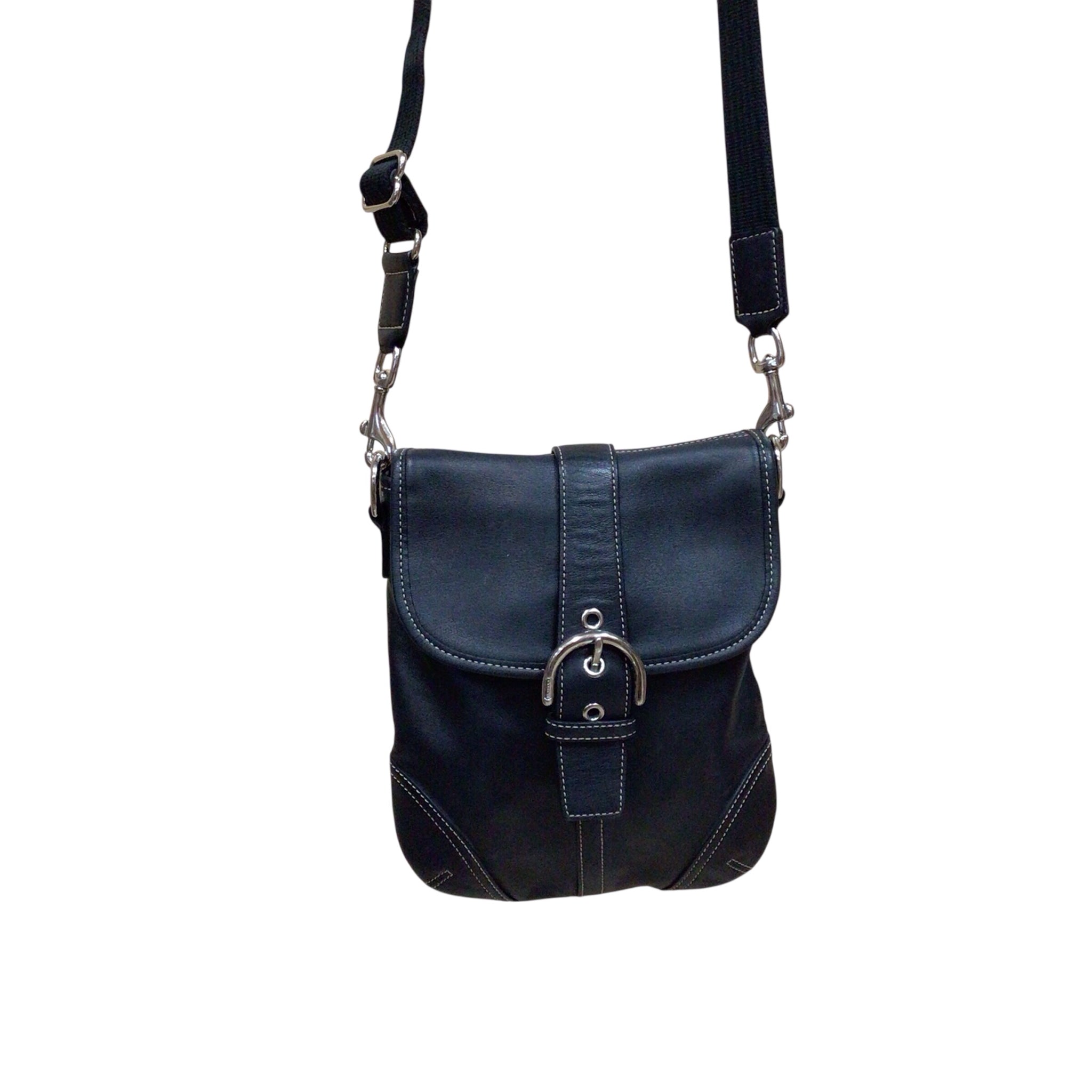 Coach Soho Buckle Flap Black Leather Crossbody Bag