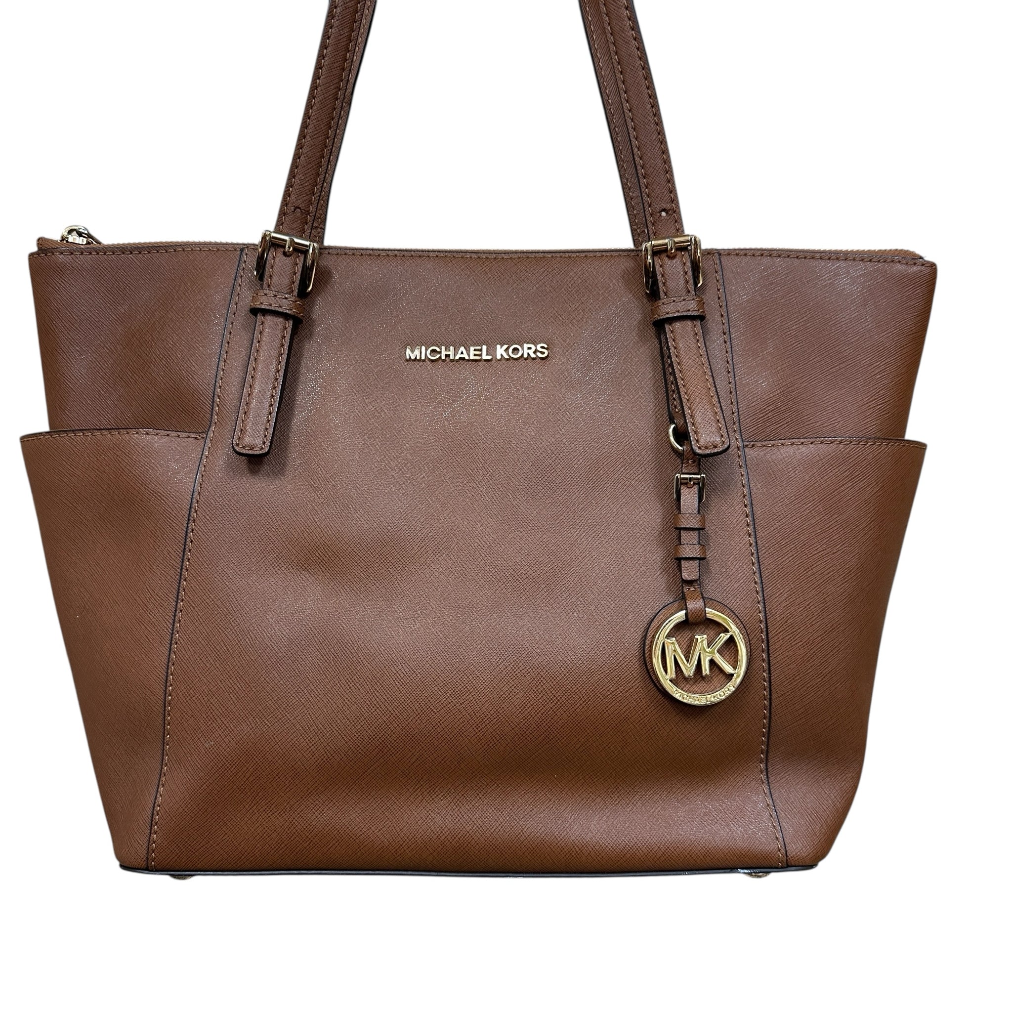Michael Kors "Jet Set" Brown Leather Tote Bag