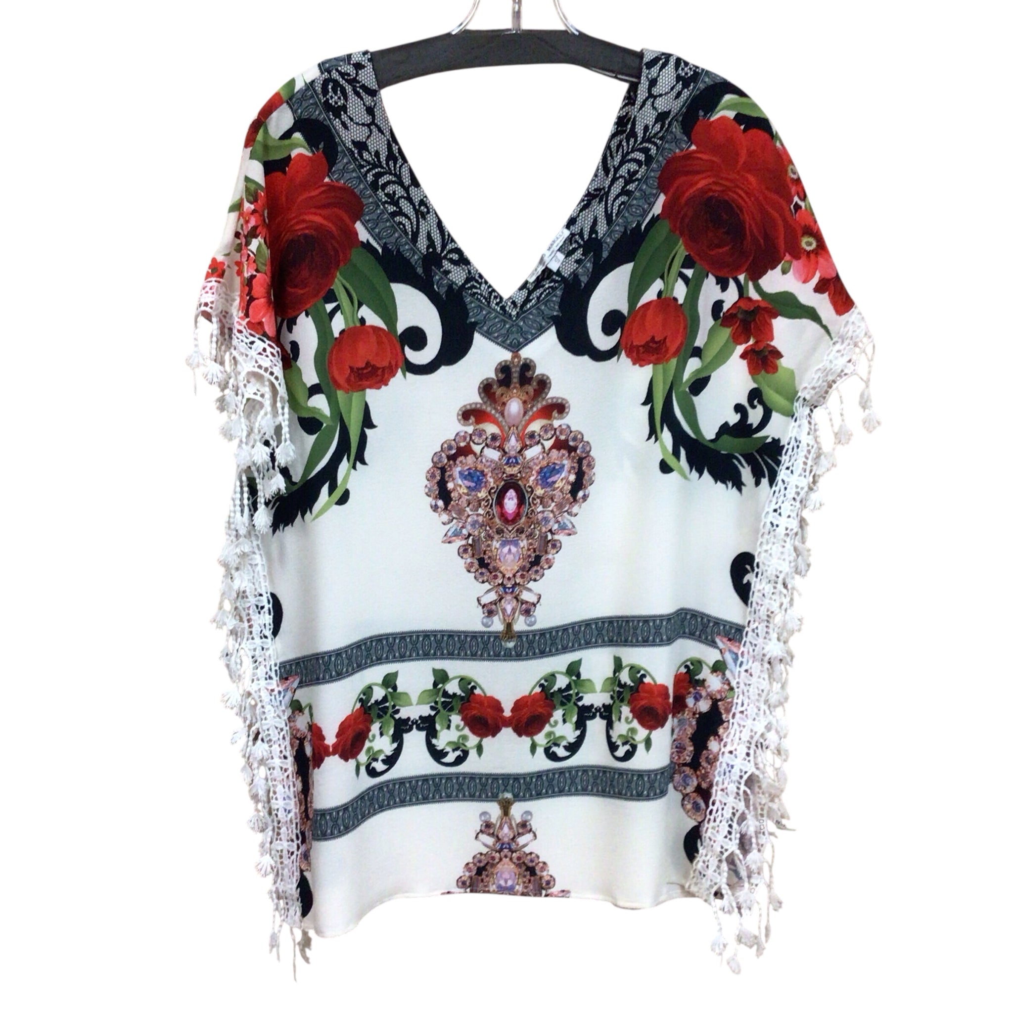 Alberto Makali Floral Short Sleeve Top Size Small