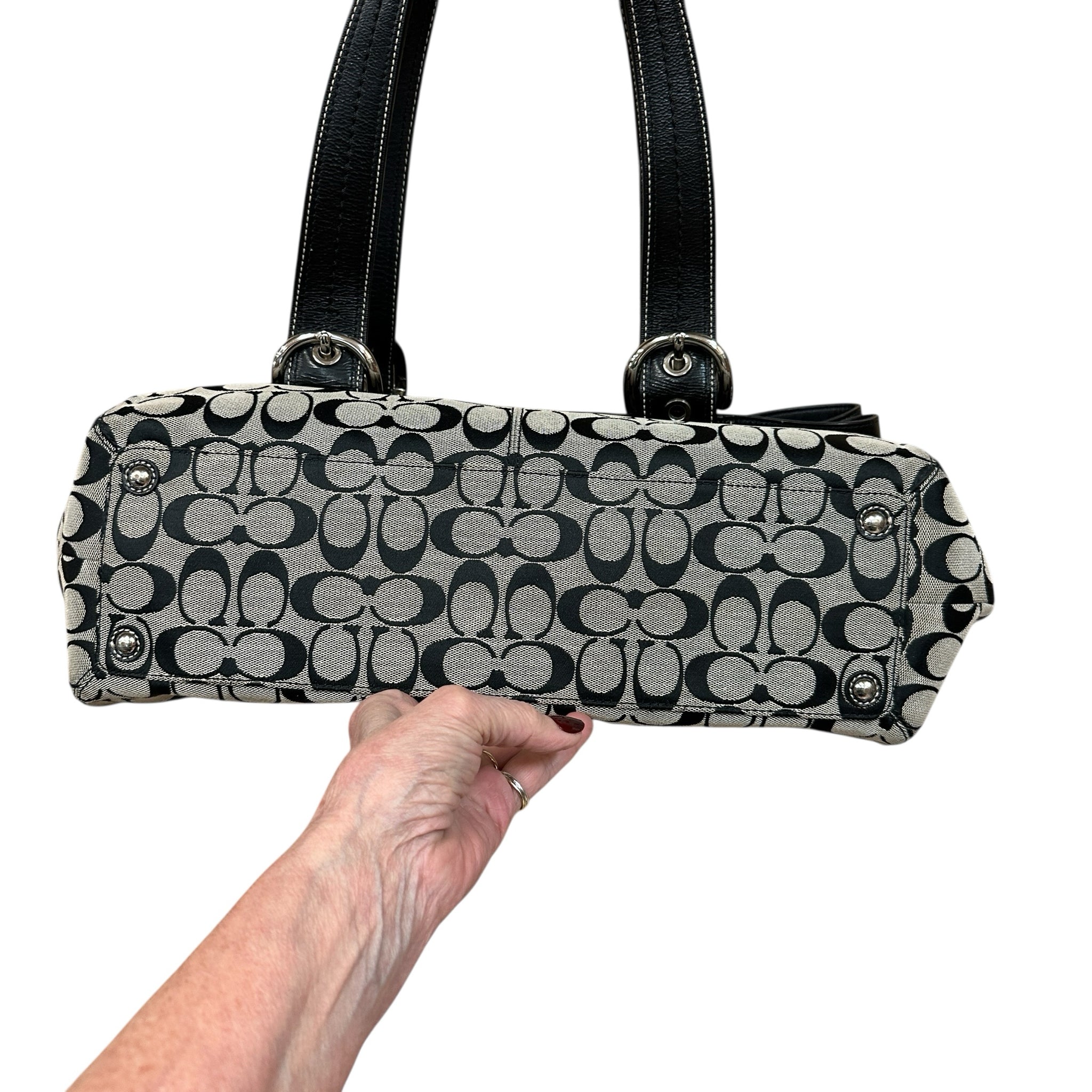 Coach 13743 Signature Canvas Black & Gray Shoulder Bag