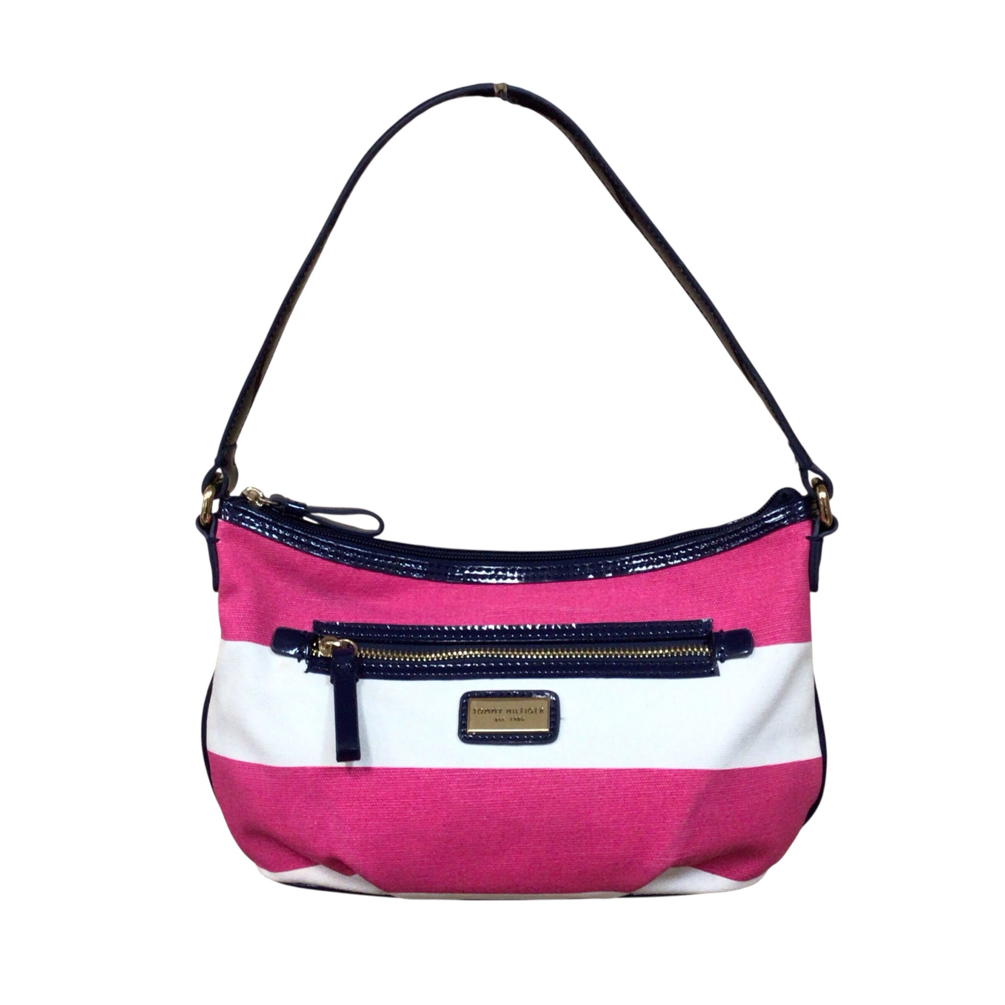 Tommy Hilfiger Pink & White Canvas Satchel