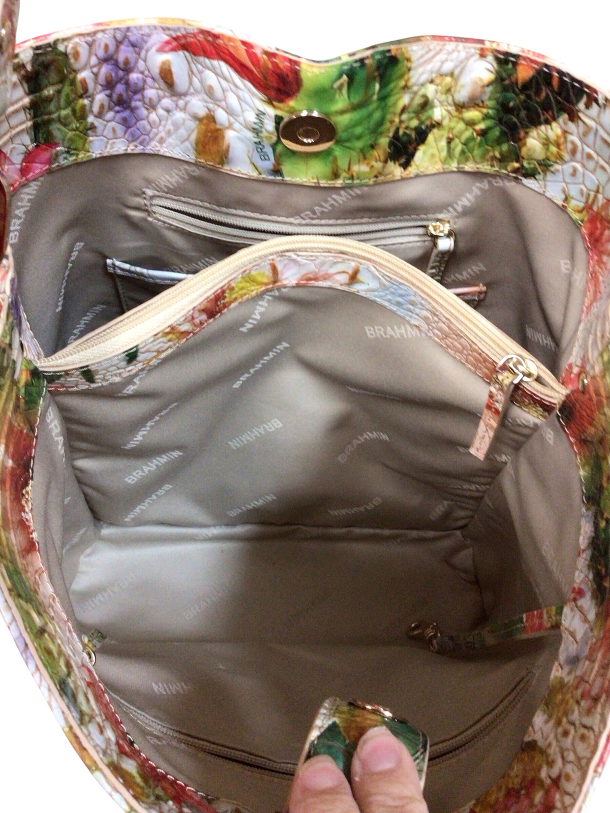 Brahmin "Celina" Succulent Bloom Melbourne Leather Shoulder Bag