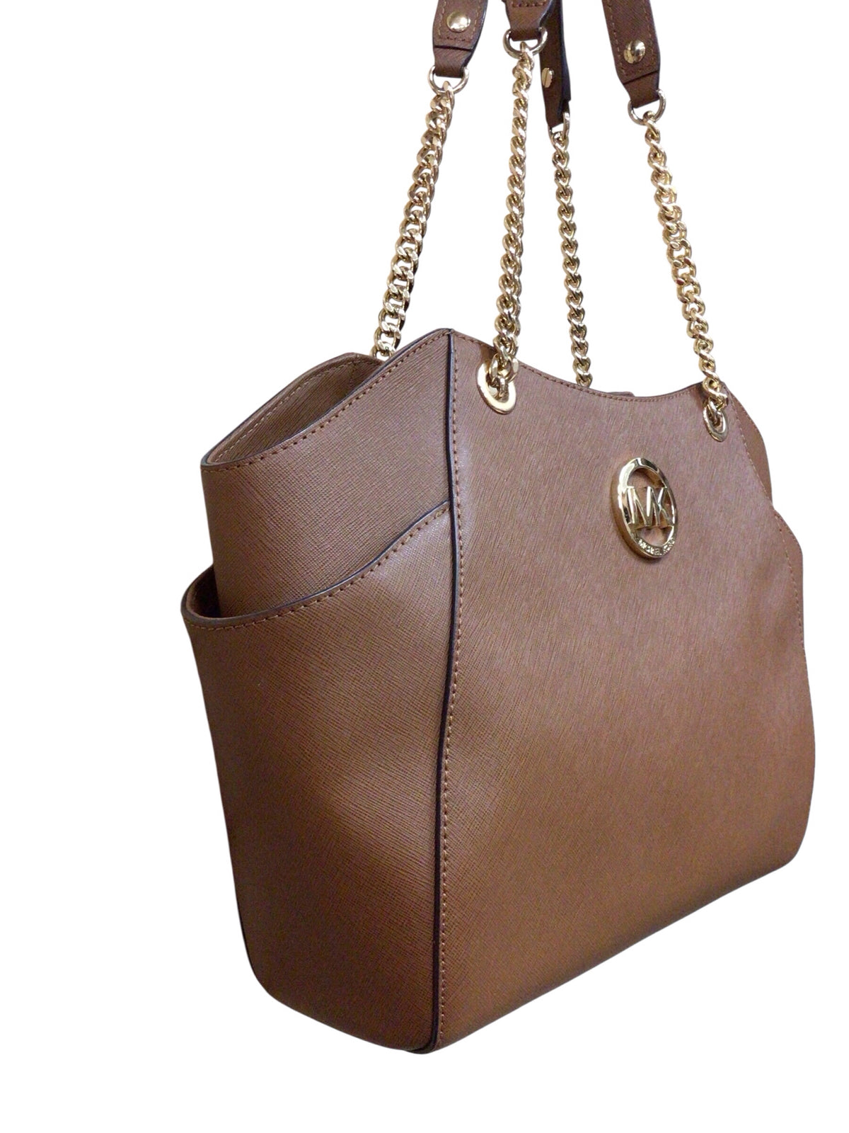 Michael Kors "Jet Set" Large Brown Leather Shoulder Tote Bag