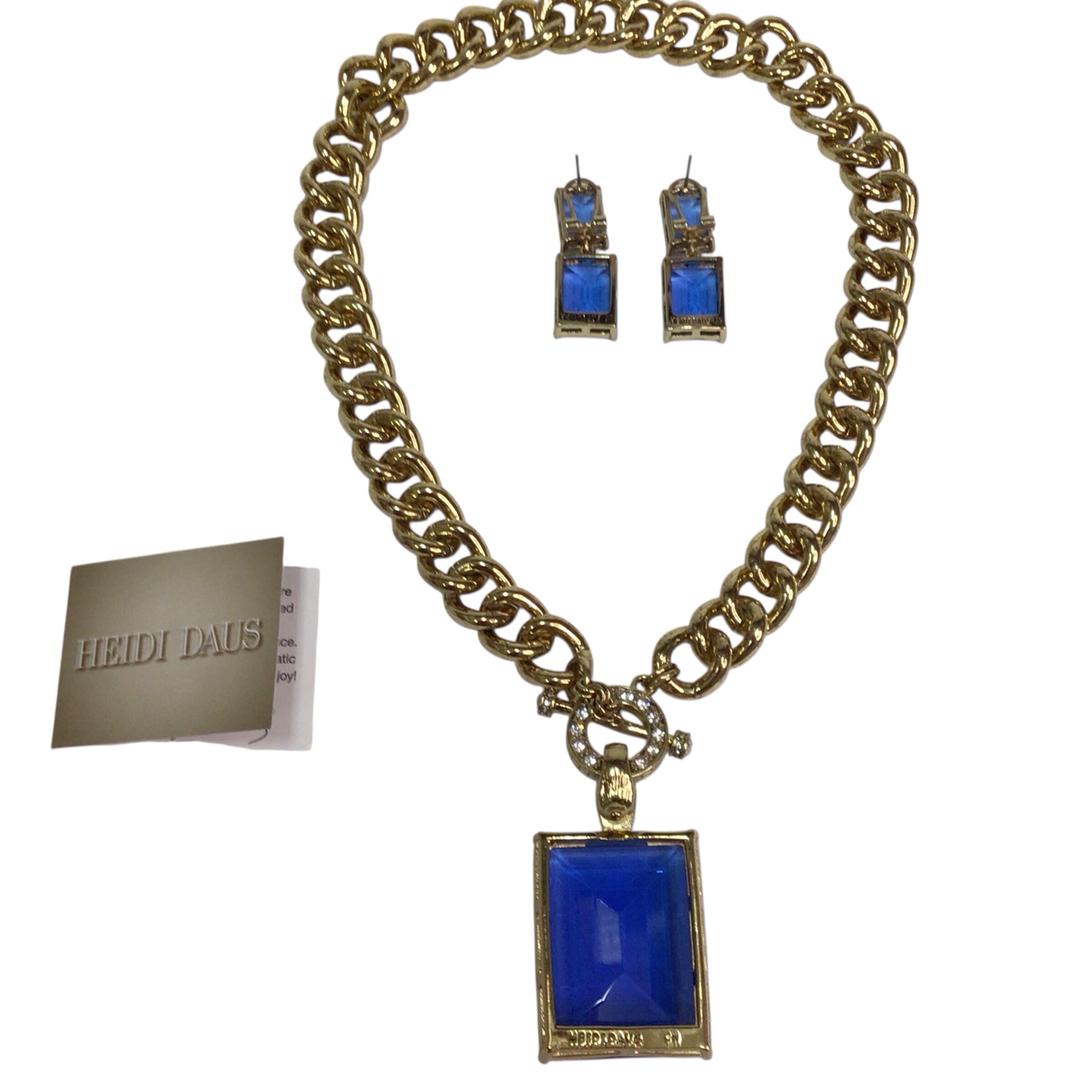 Heidi Daus Hot Rocks Chain Crystal Toggle Enhancer Necklace & Earrings Set