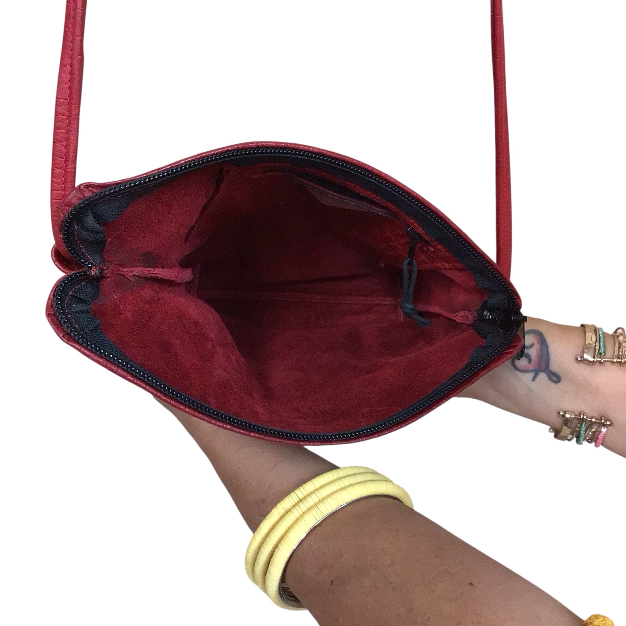 Thomas Leathers Red Leather Crossbody Bag