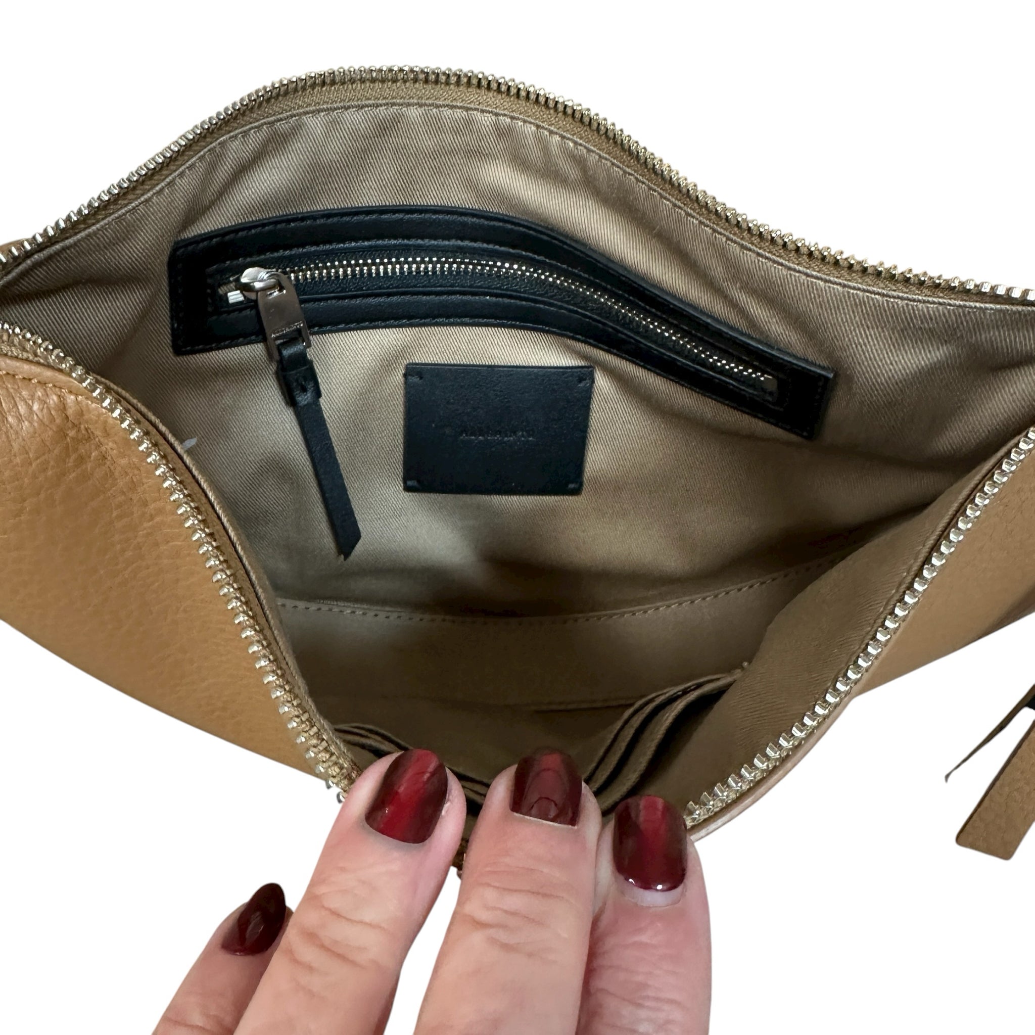 AllSaints Half Moon Brown Leather Crossbody Bag