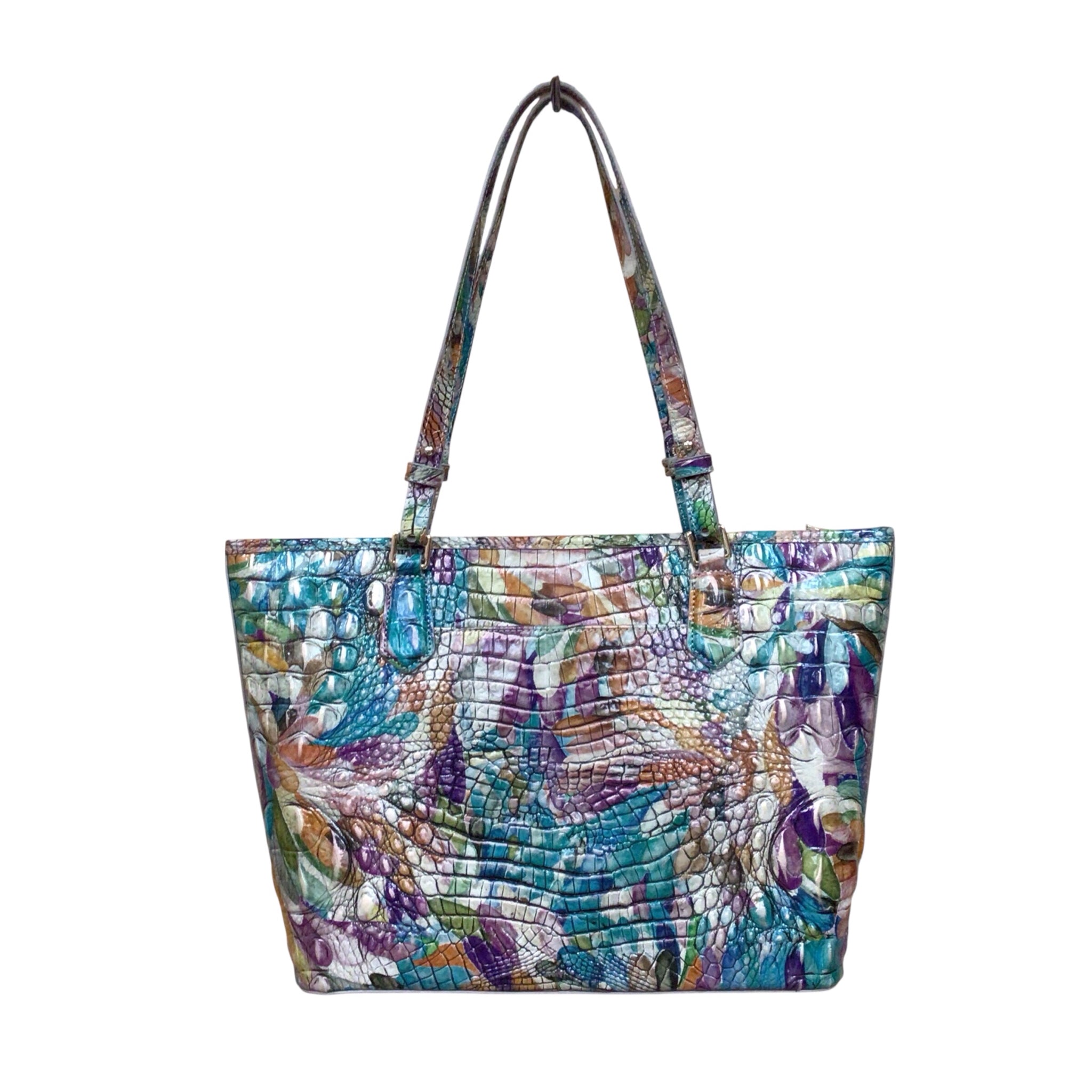 Brahmin Medium Asher "Flourish Melbourne" Croc-Embossed Leather Shoulder Bag