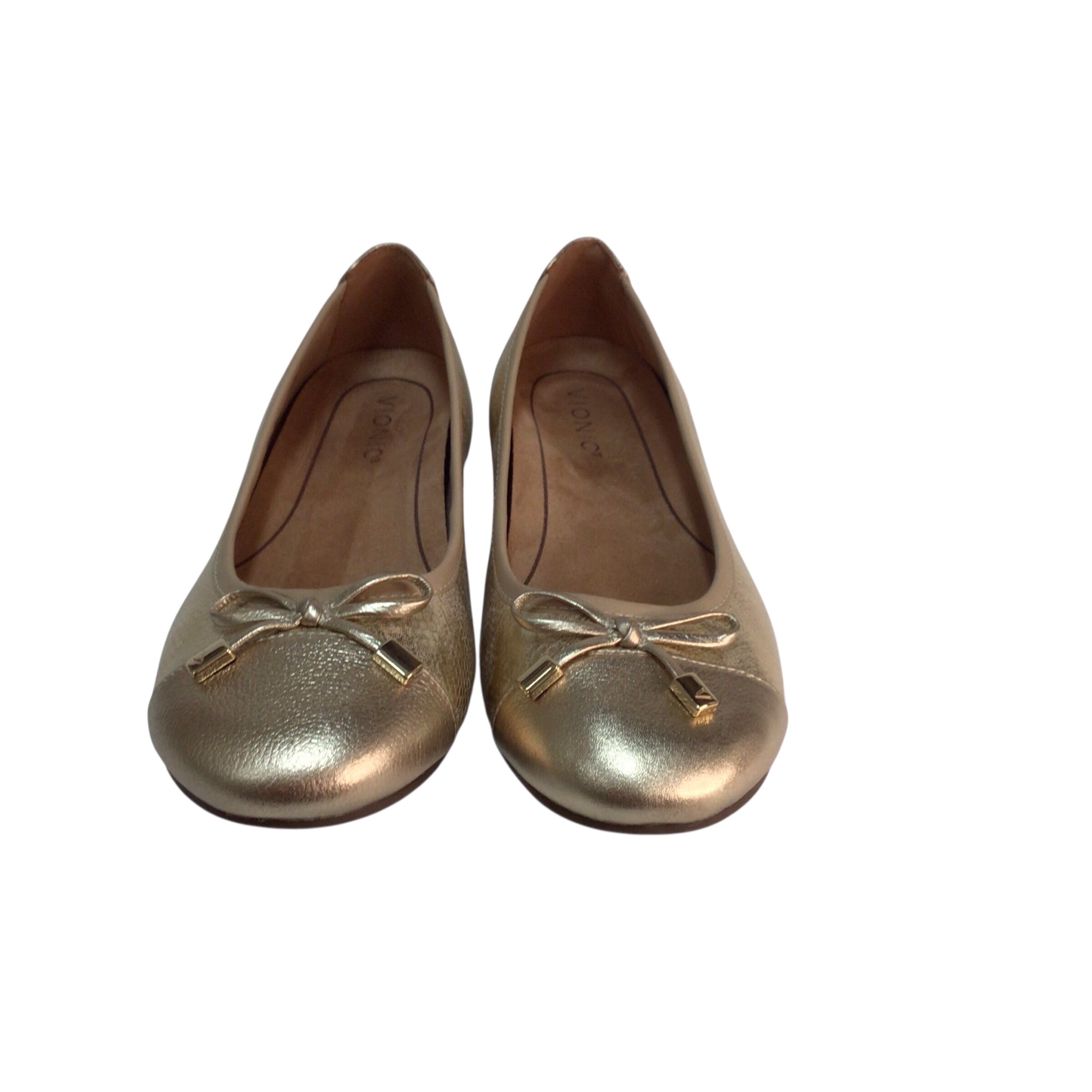 Vionic Minna Ballet Flat Gold Metallic Snake Flats Size 7.5