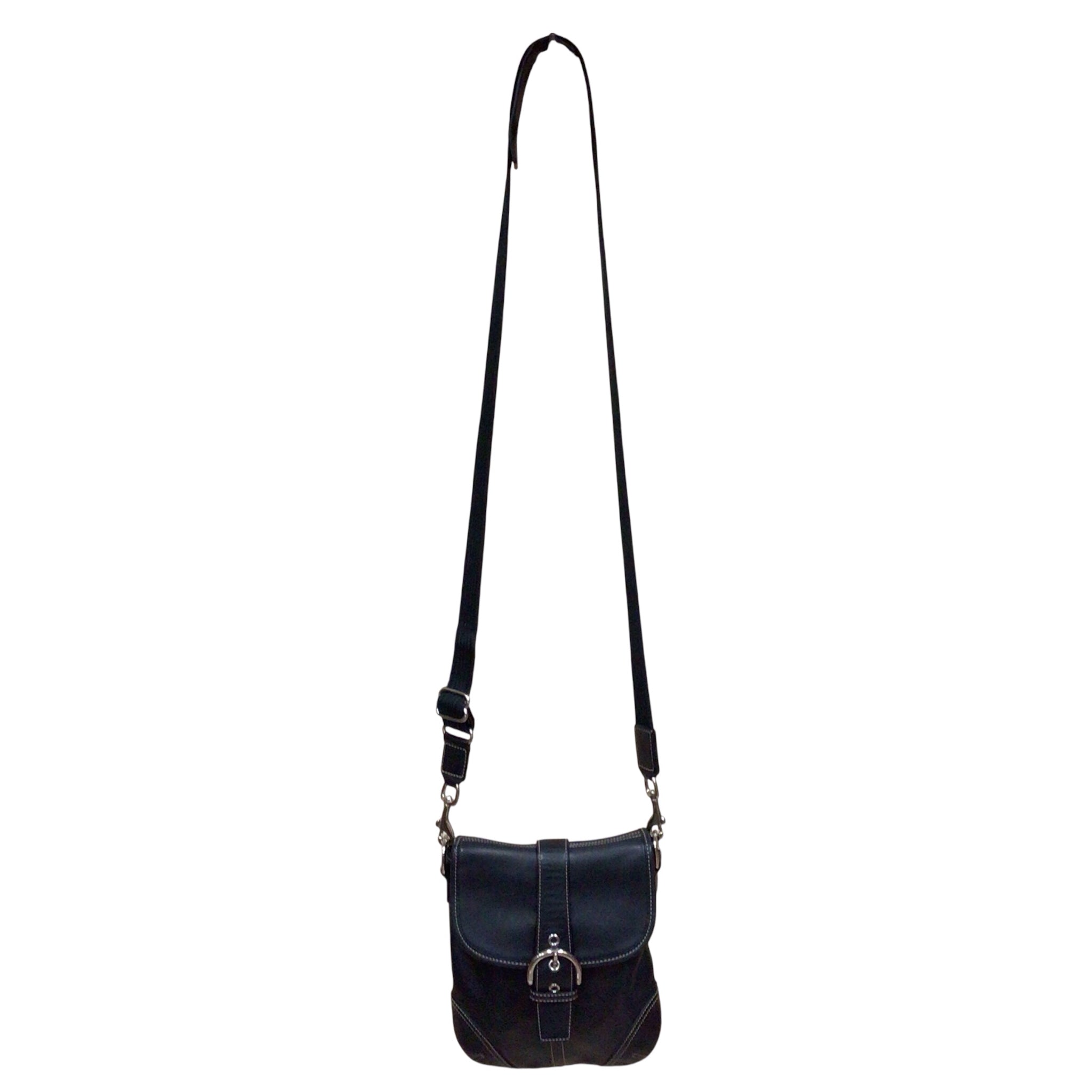 Coach Soho Buckle Flap Black Leather Crossbody Bag