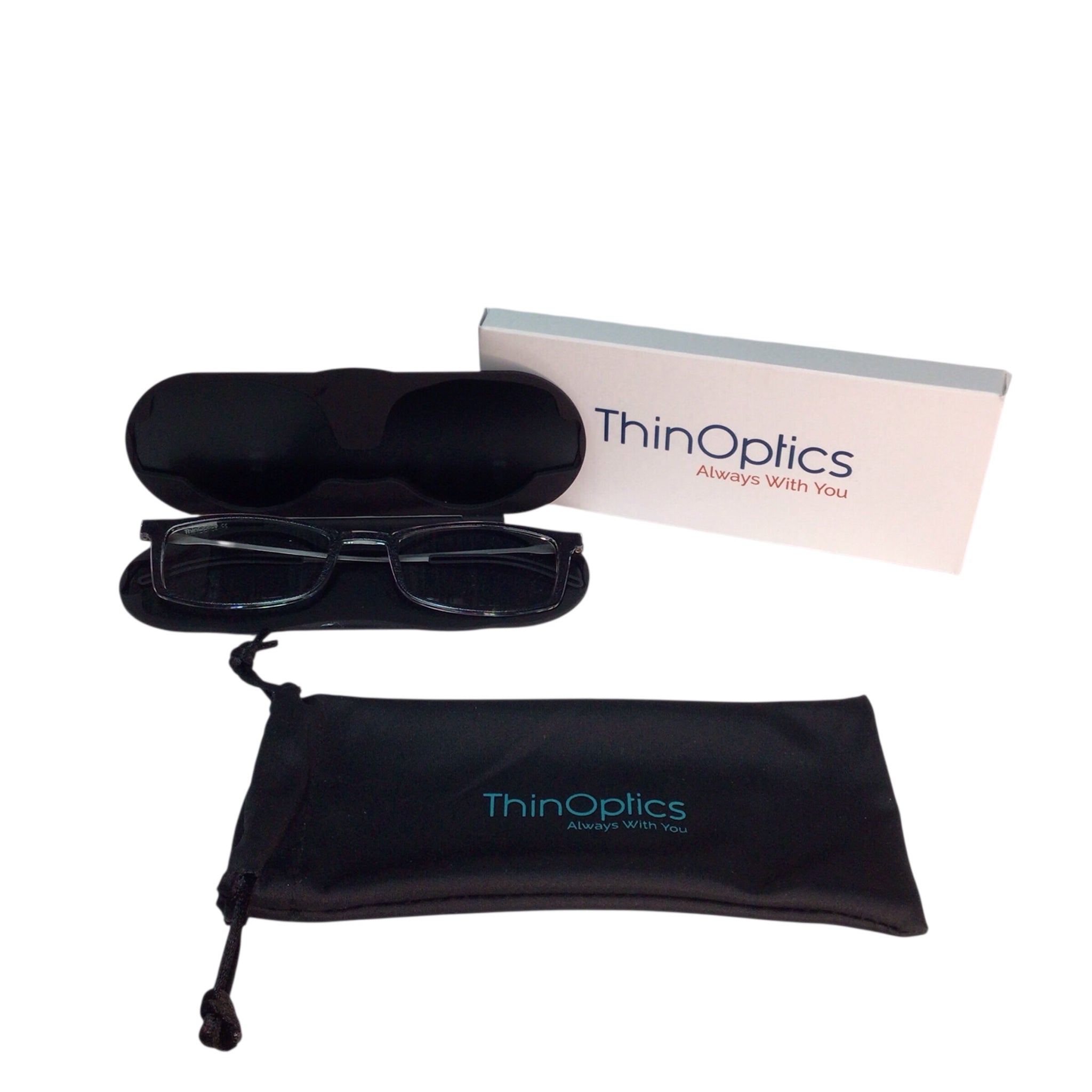 Thin Optics Reading Glasses +2.0 Black