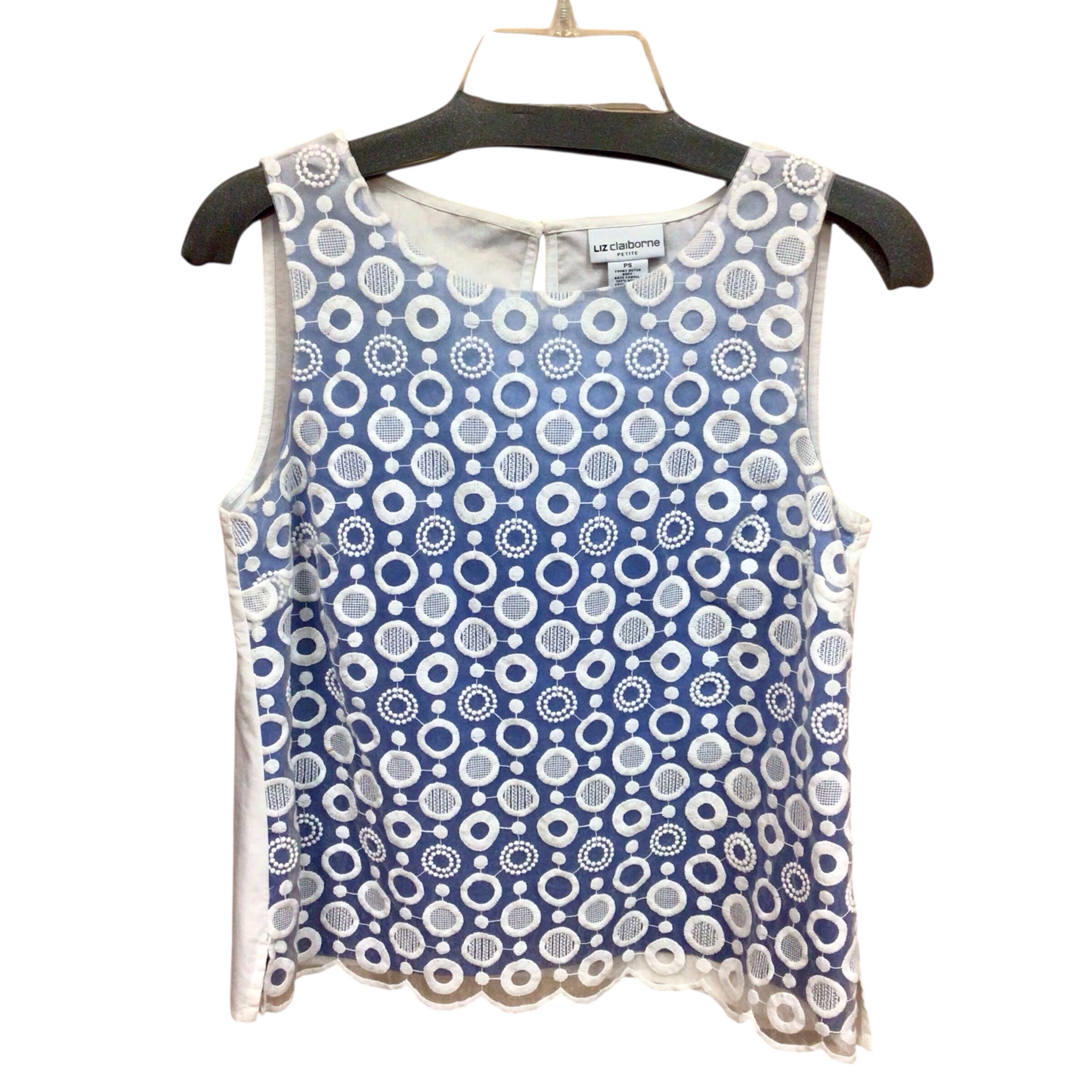 Liz Claiborne Sleevless Blue & White Top Size Petite Small