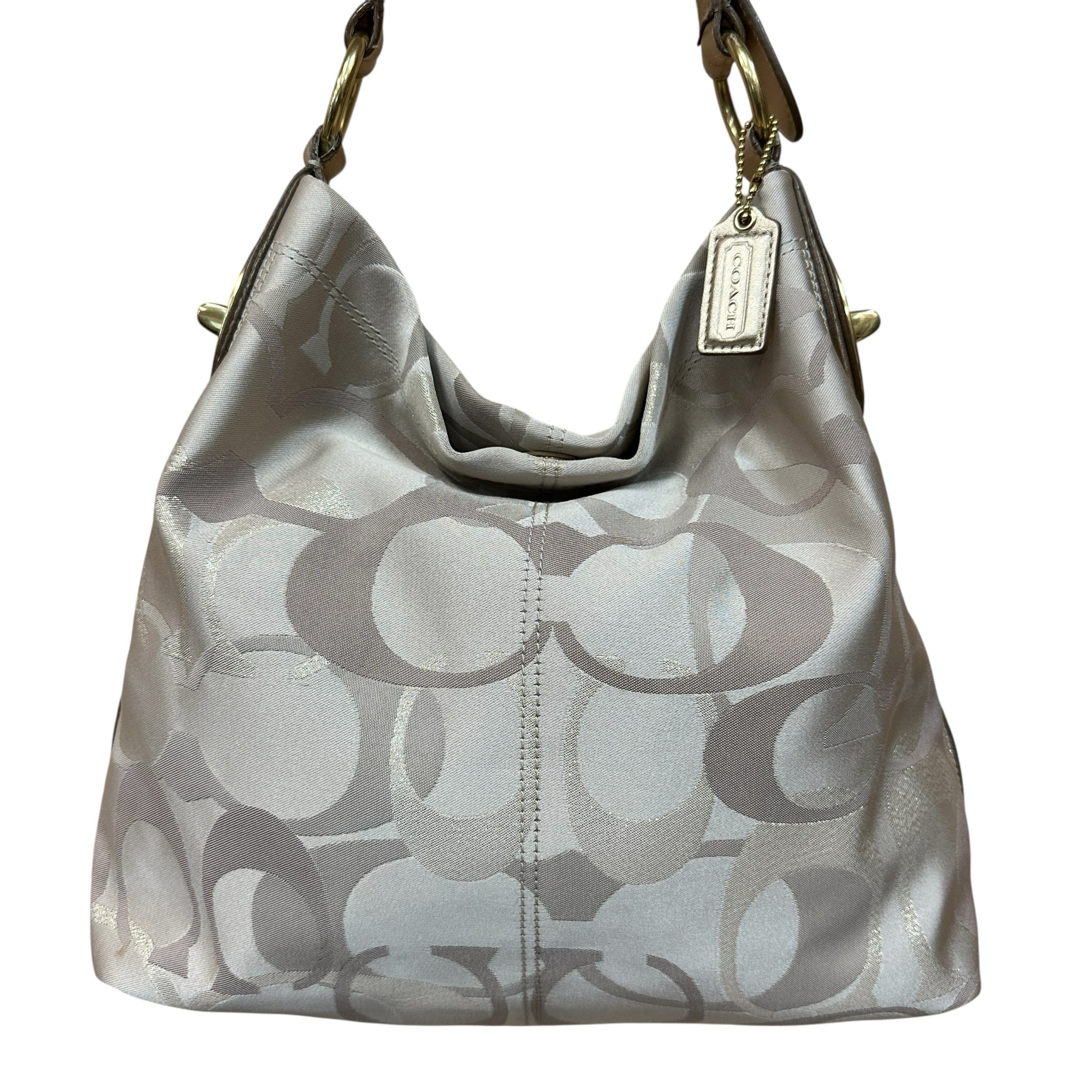 Coach 18476 Signature Coated Canvas Tan & Gold Shoulder Bag