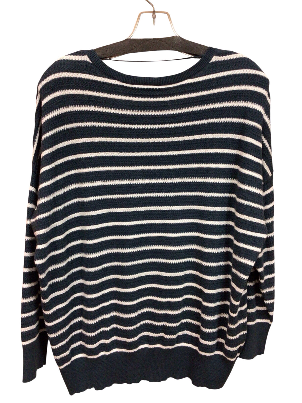 Loft Navy & White Striped Long Sleeve Sweater Size Large