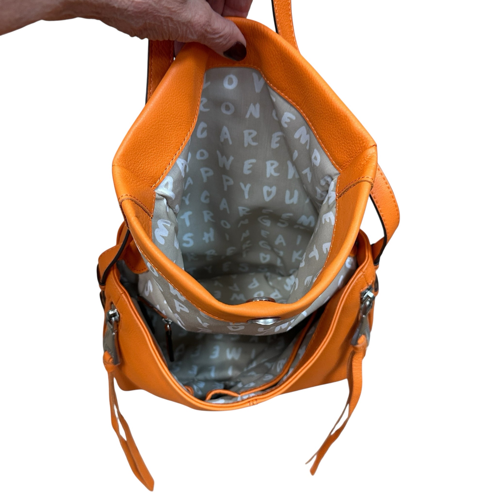 Aimee Kestenberg "Bali" Orange Leather Crossbody Bag