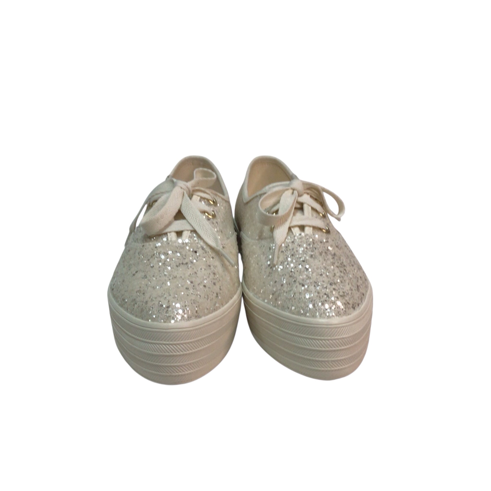 Keds Point Glitter Celebrations Cream Lace Up Sneakers Size 8.5