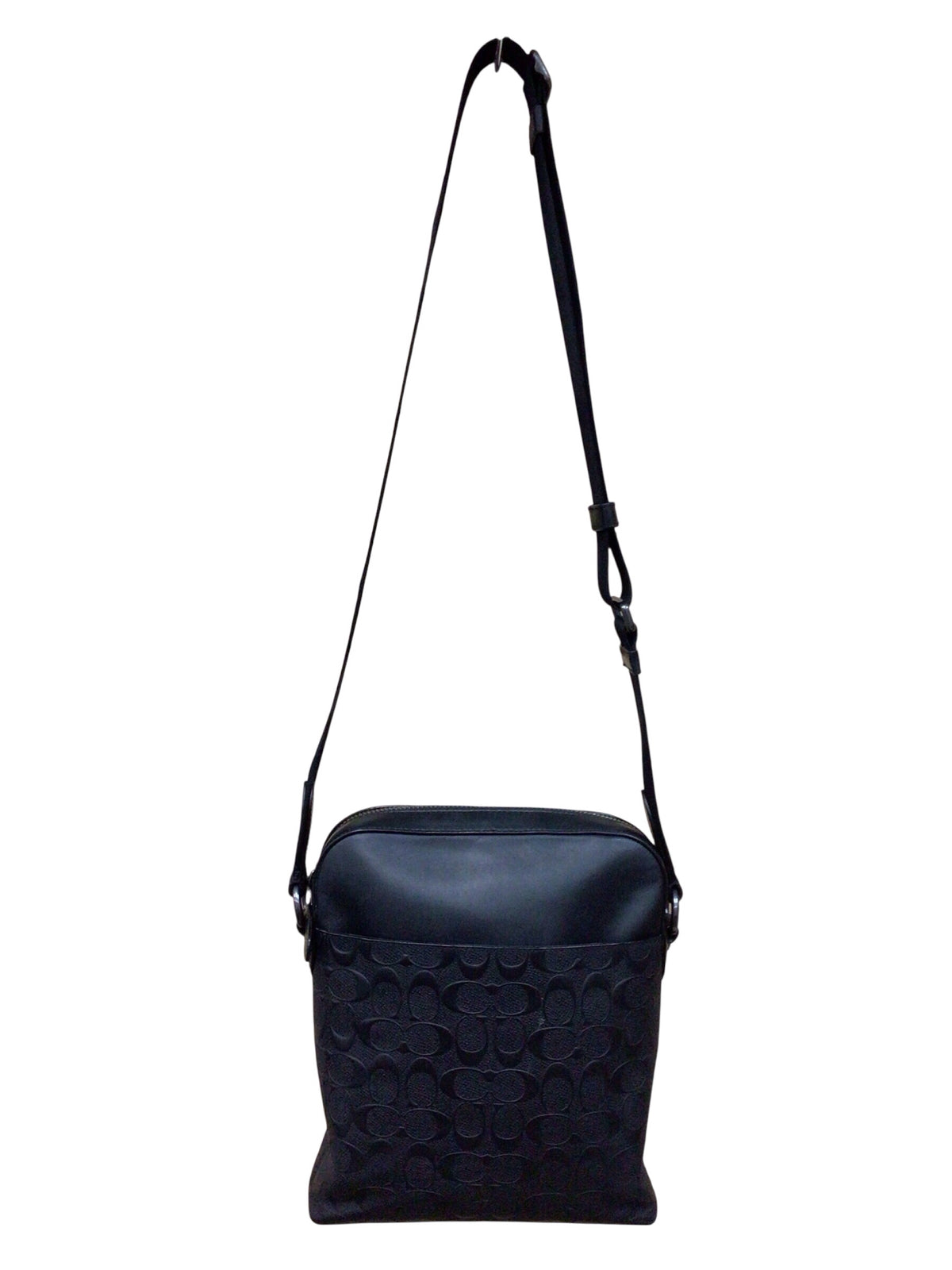 COACH 4009 Houston Flight Bag In Signature Black Leather Crossbody