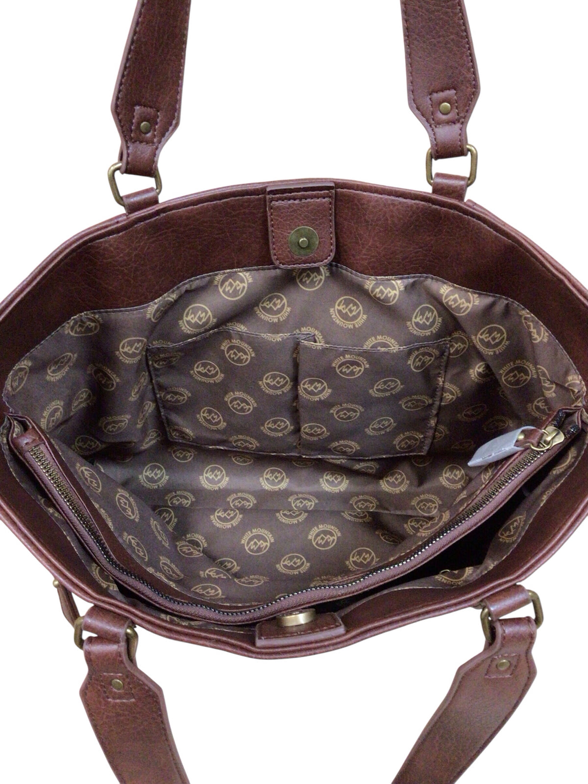 White Mountain Brown Faux Leather Tote Shoulder Bag