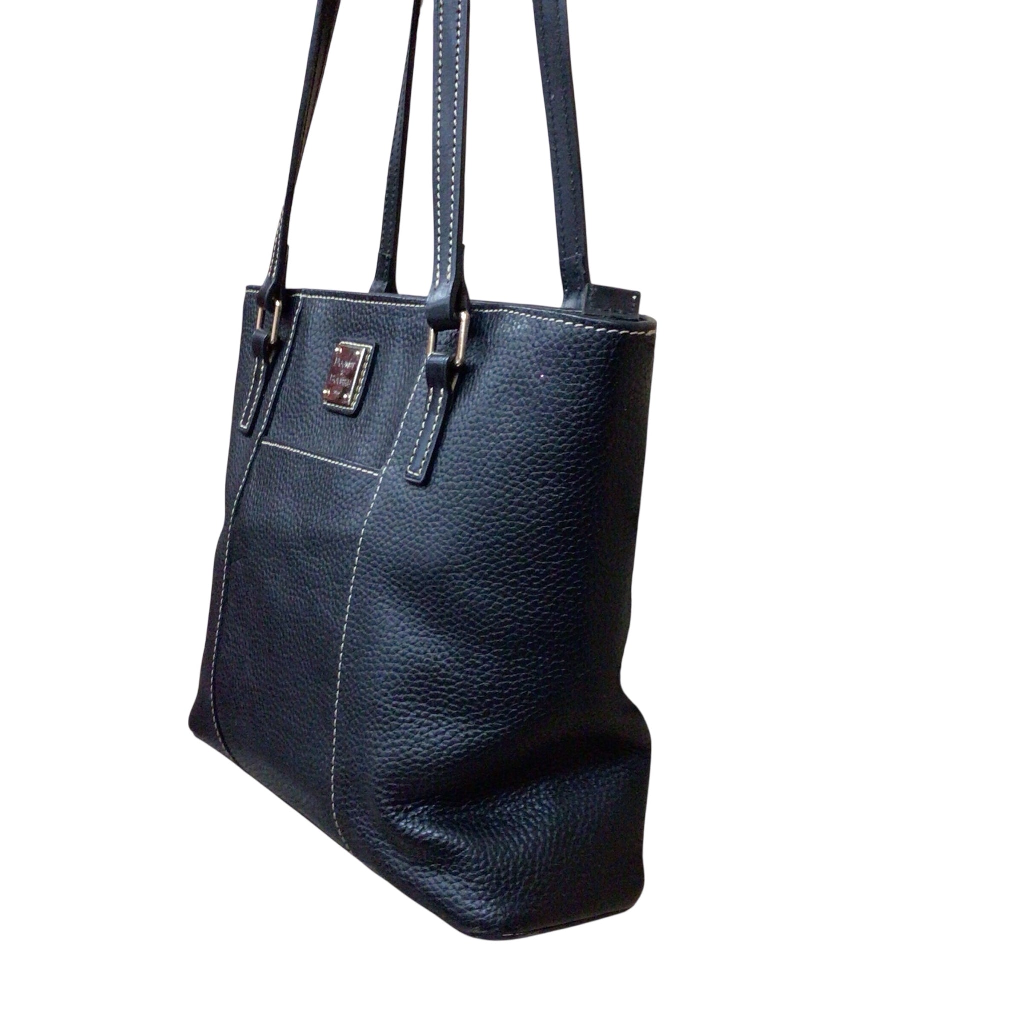 Dooney & Bourke Black Pebbled Leather "Lexington Shopper" Shoulder Bag