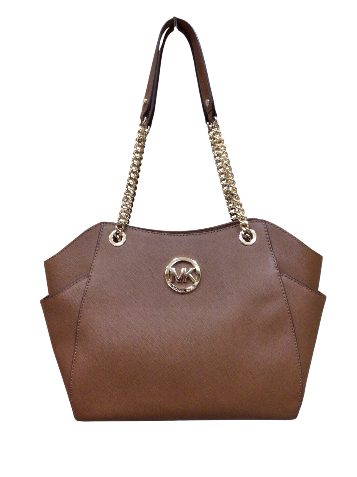 Michael Kors "Jet Set" Large Brown Leather Shoulder Tote Bag