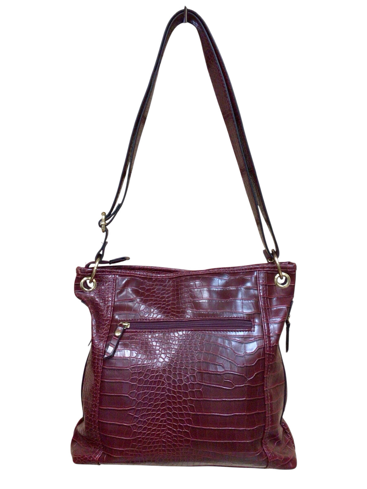 Bueno Burgundy Faux Croc-Embossed Shoulder Bag