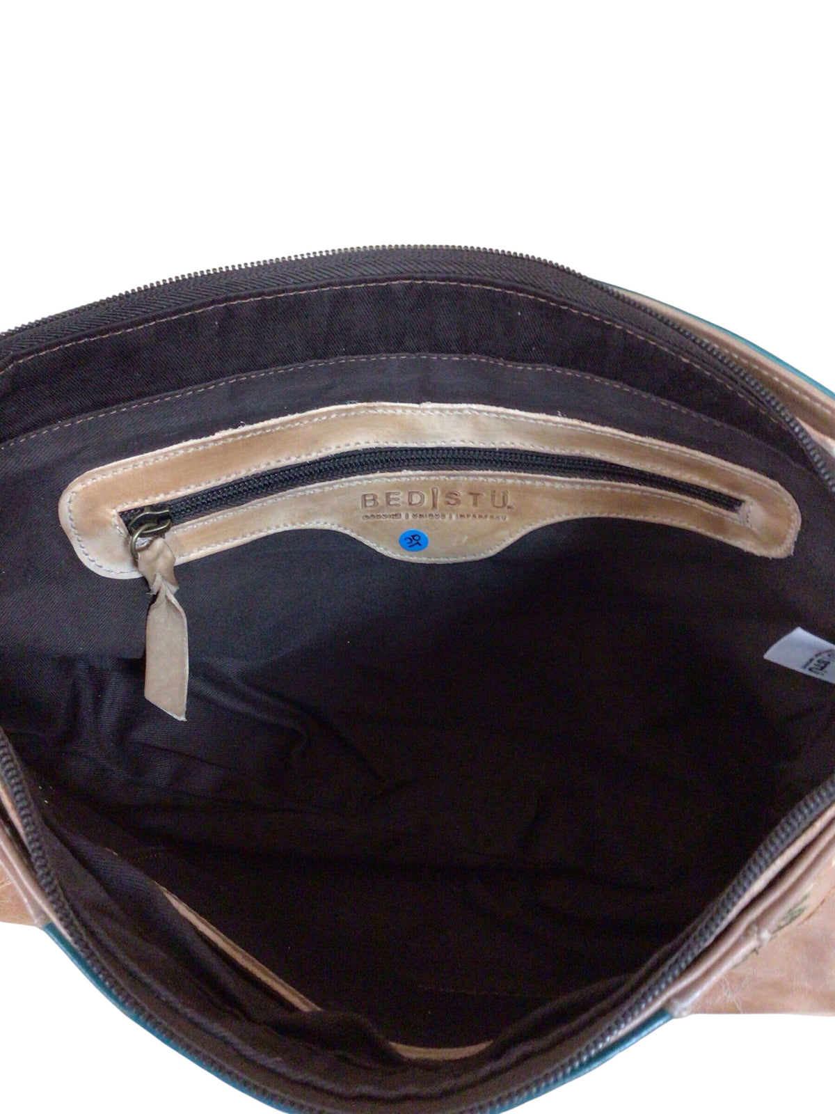 Bed Stu "Hyperbolic" Oats Arctic Teal Rustic Embroidered Shoulder Bag