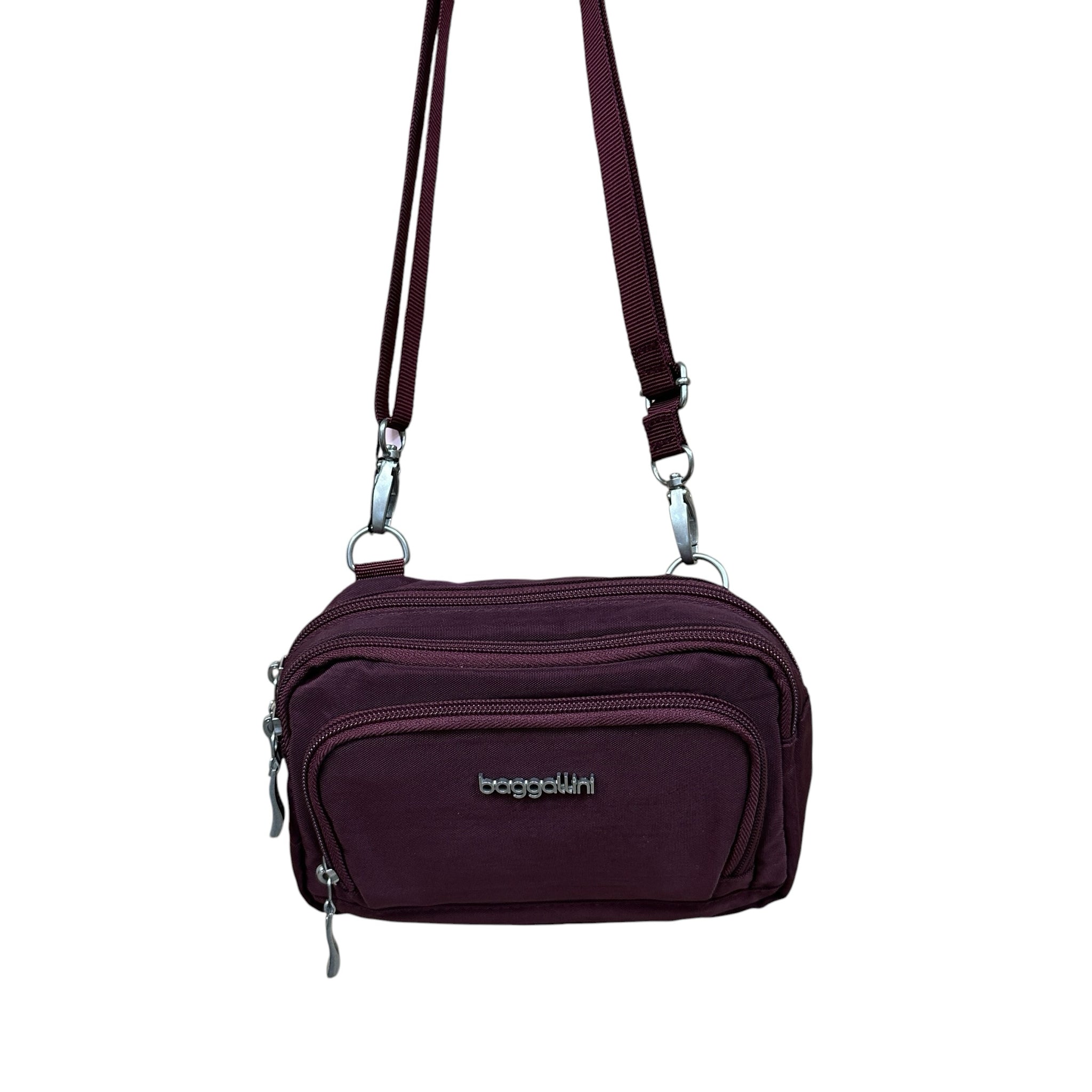 Baggalini Triple Zip with Front Wallet Burgundy Crossbody Bag NWT