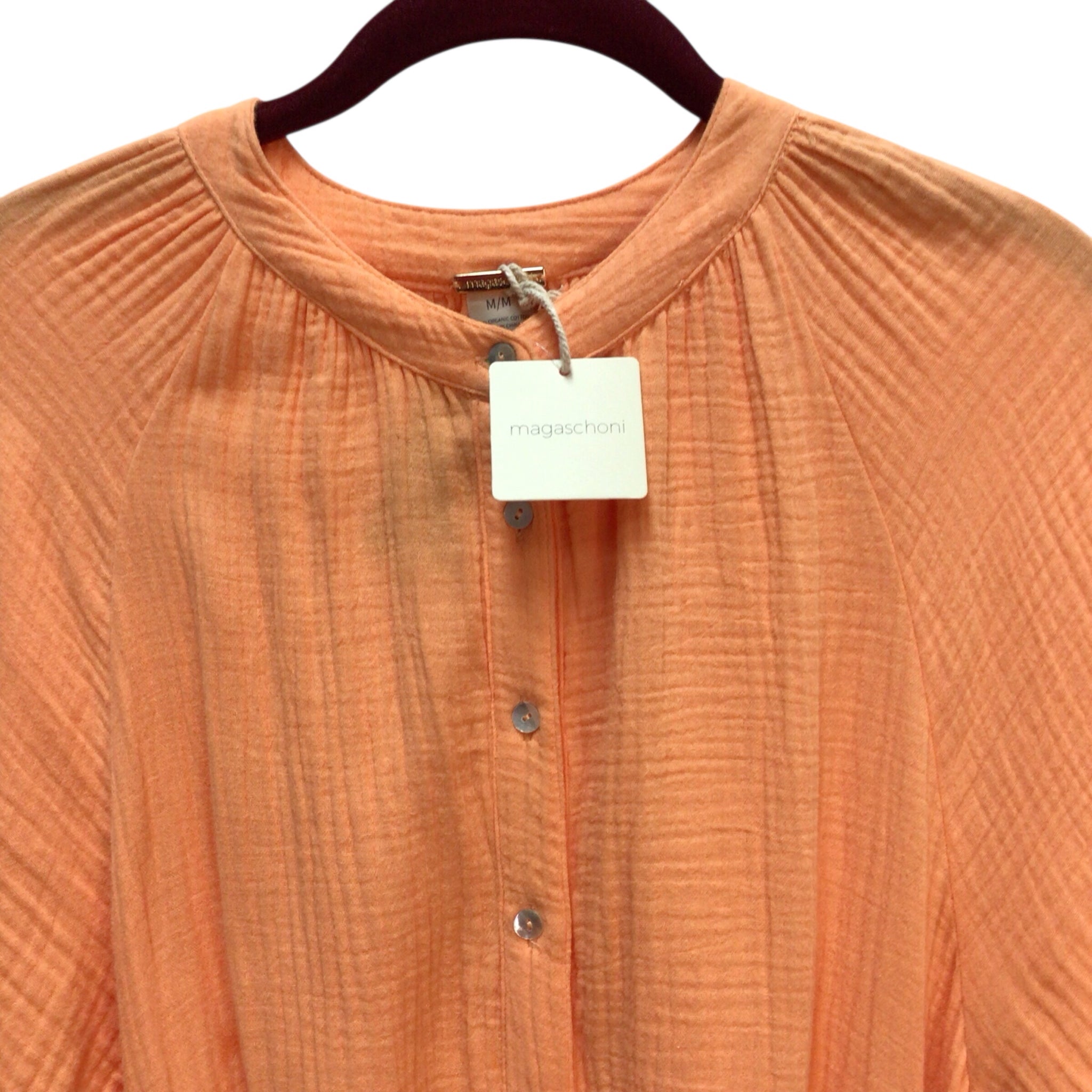 Magaschoni 100% Cotton Orange Long Sleeve Dress Size M NWT