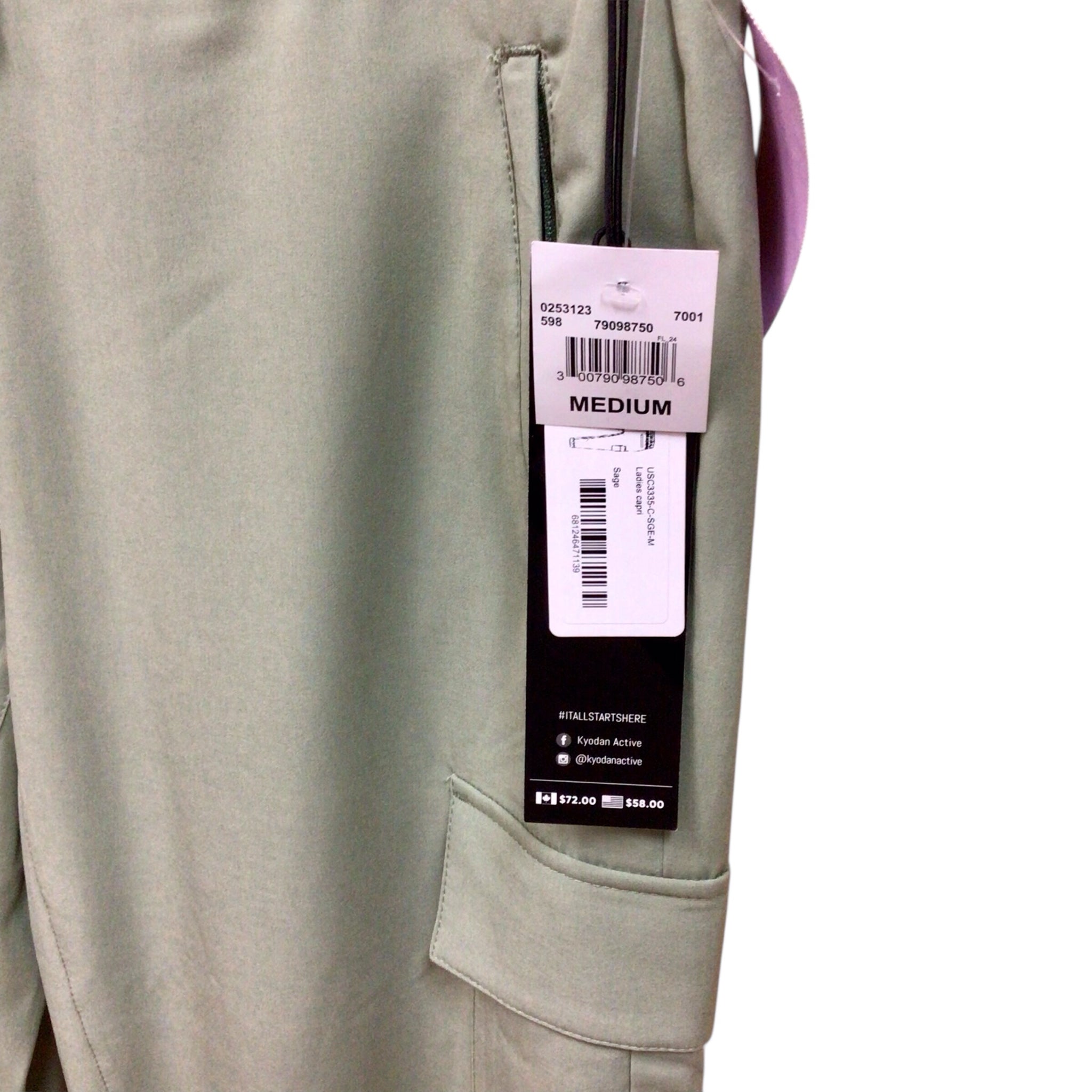 Kyodan Green Cargo Crops Size Medium NWT