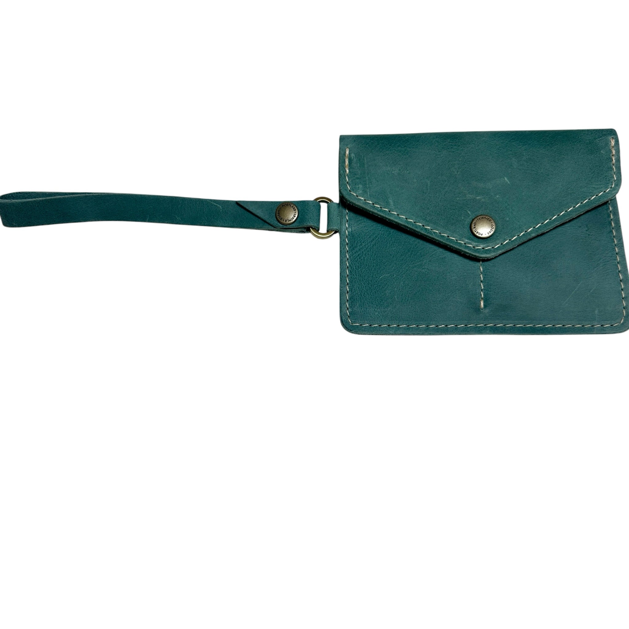 Portland Leather Distressed Aqua Passport Wallet Wristlet