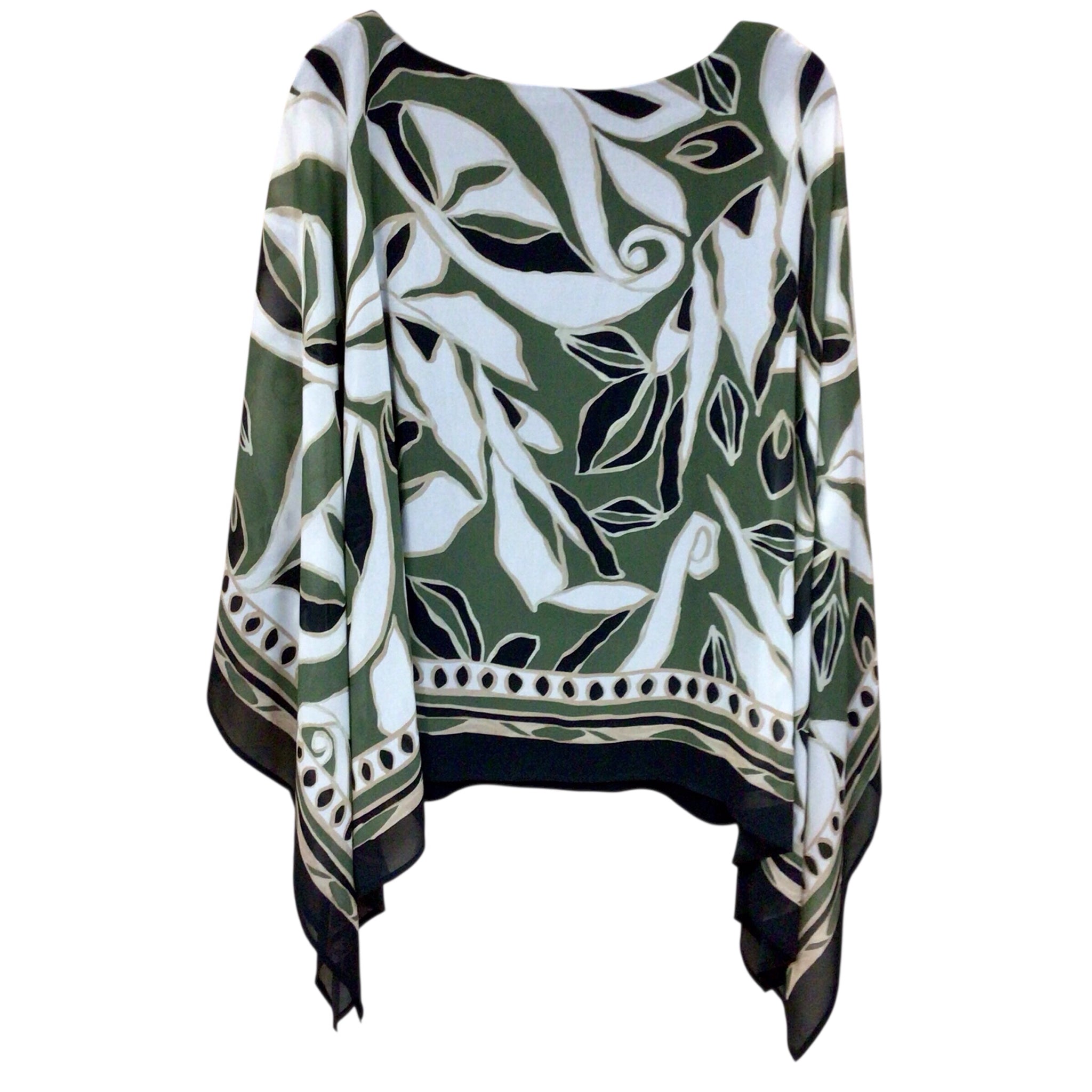 Chico's Green Floral 3/4 Sleeve Top Size Large  NWT