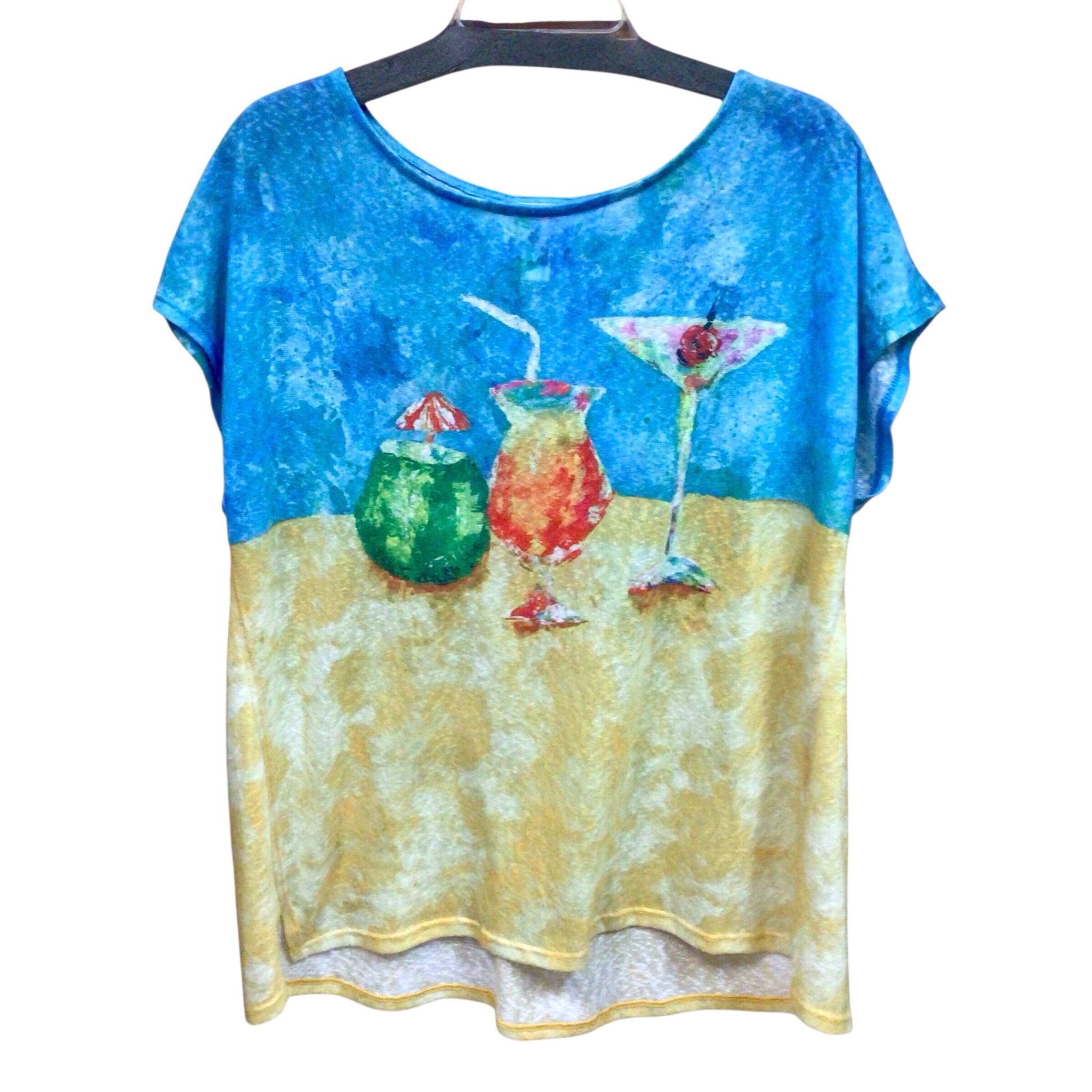 Art & Sol Island Drinks Short Sleeve Top Size XL