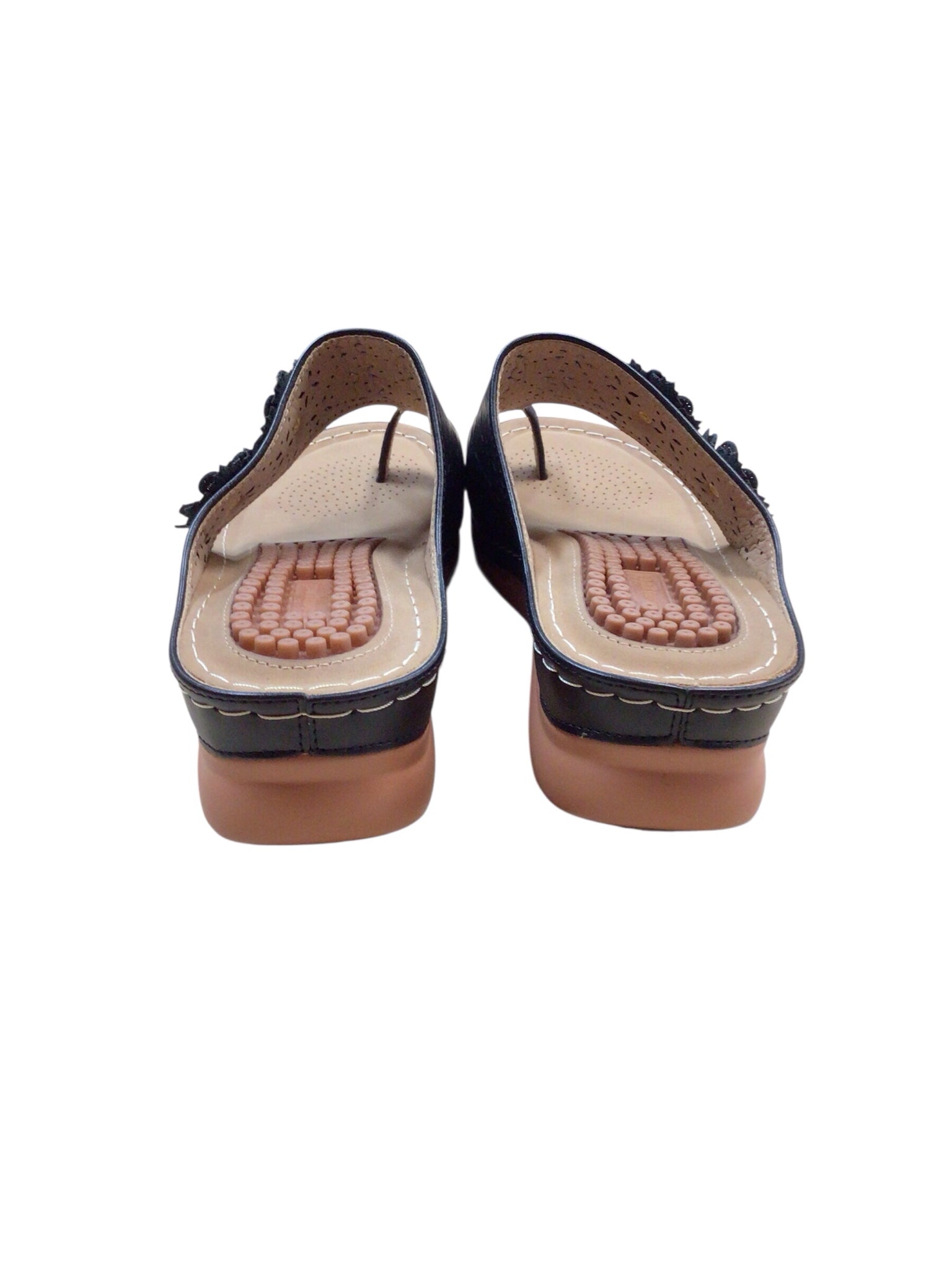 Aomigoct Black & Brown Wedge Sandals Size 8.5