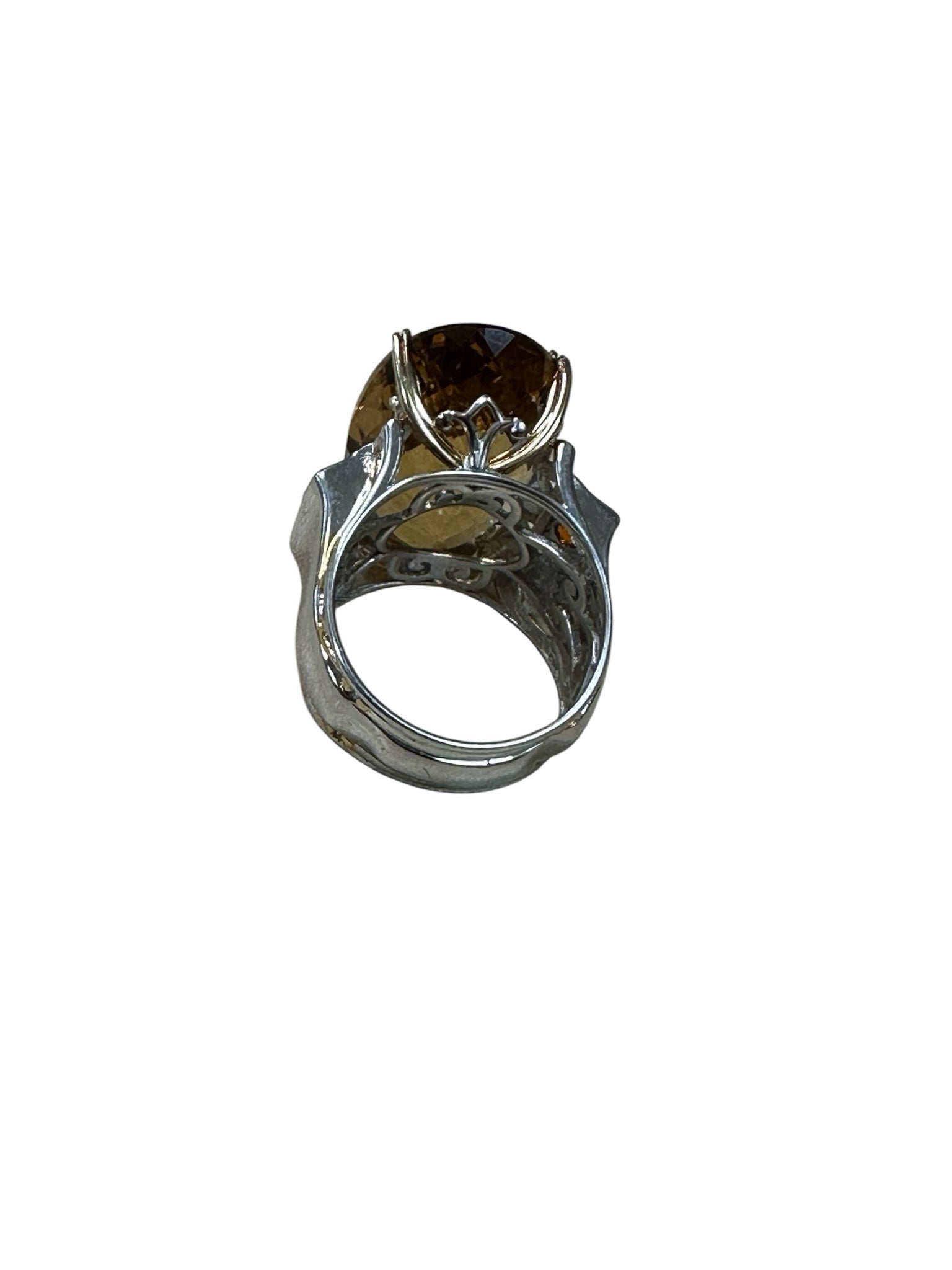 Michael Valitutti Sterling Oval Citrine & 14K Gold w/ Garnet Size 7