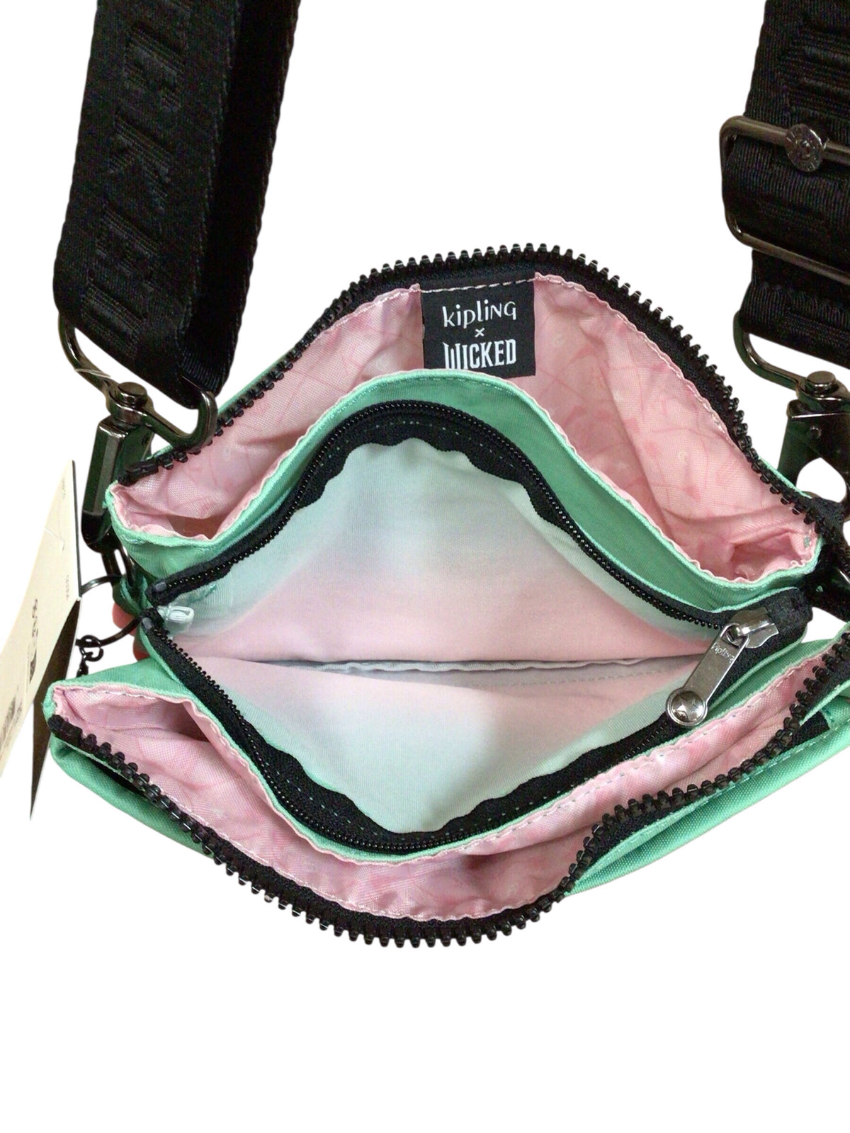 Kipling "Wicked" Ombre Green & Pink Nylon Crossbody Bag