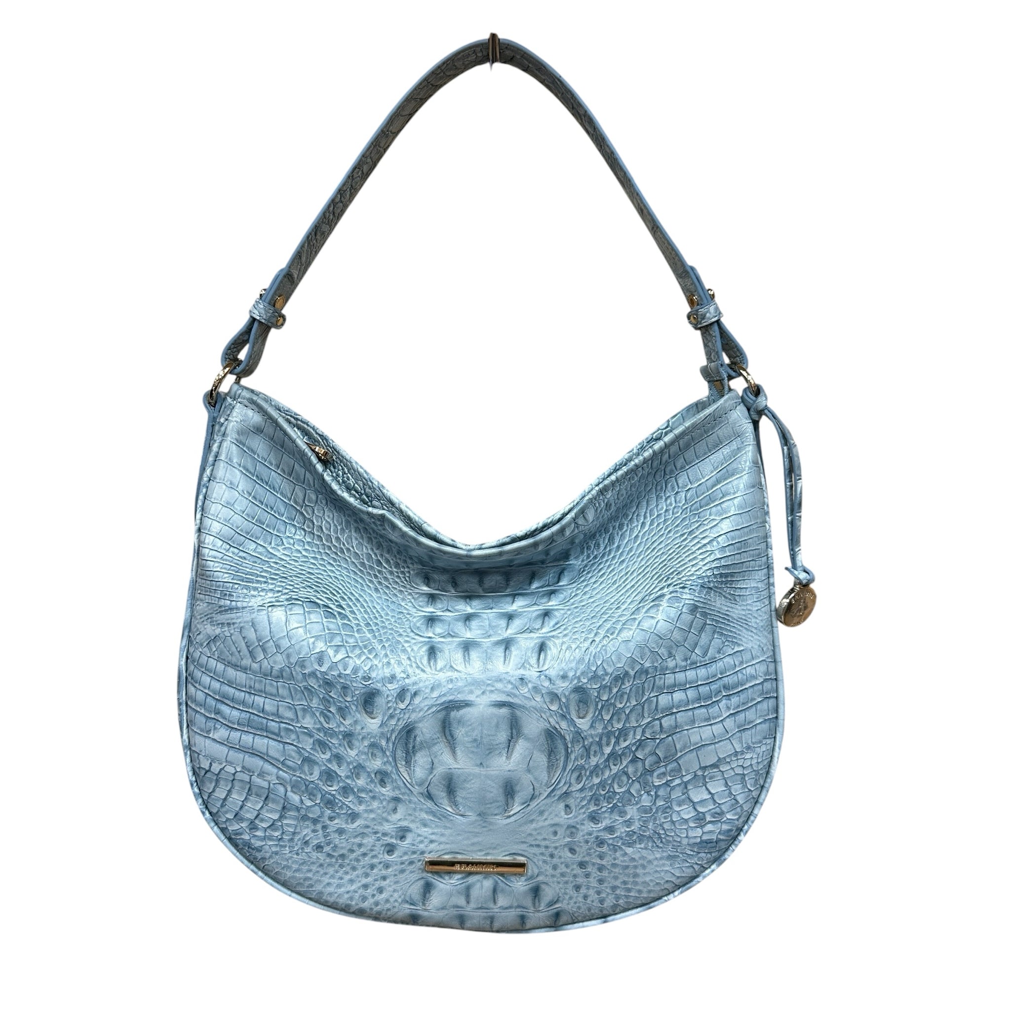 Brahmin Kathleen Stonewash Blue Alden Road Leather Shoulder Bag