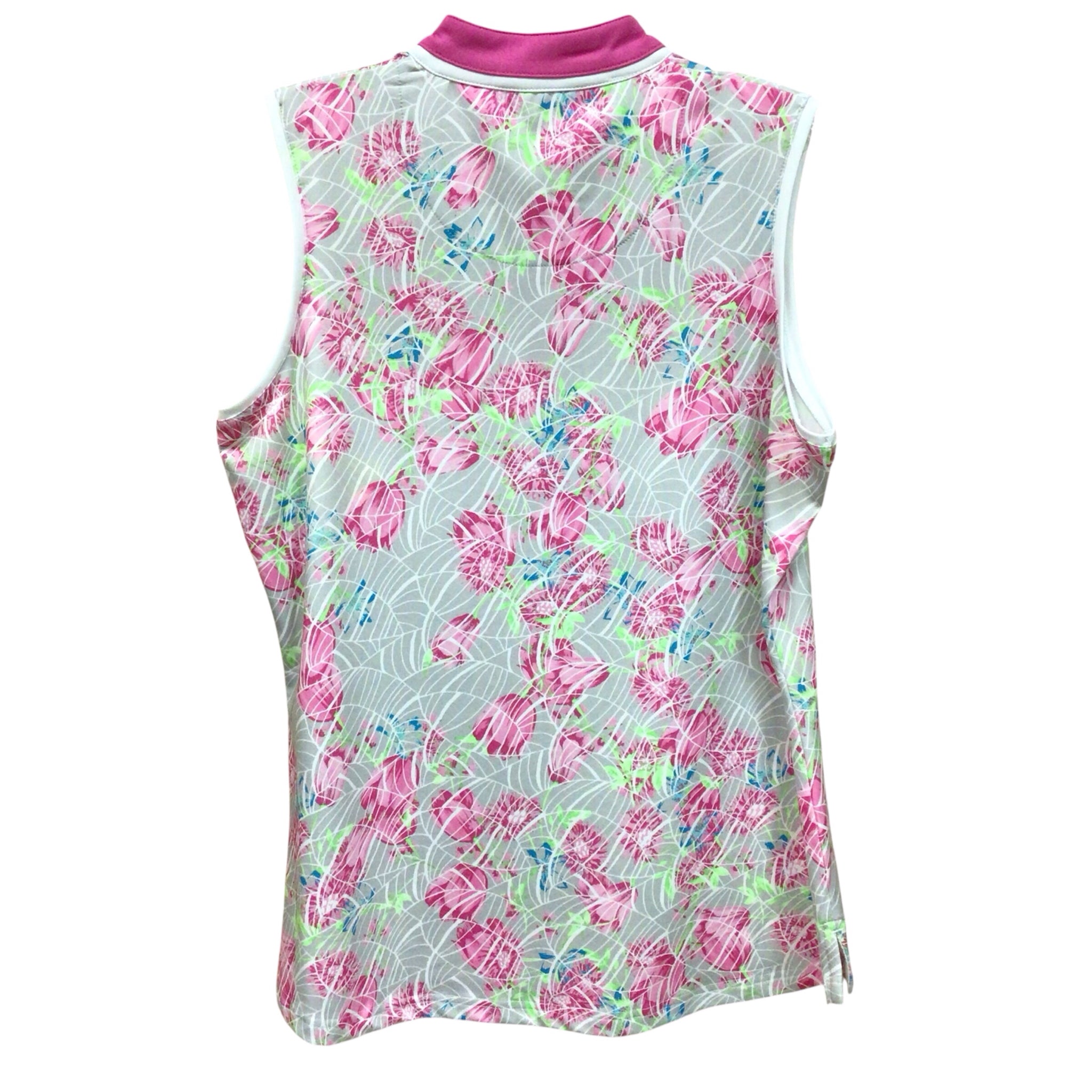 Pebble Beach Pink Floral Sleeveless Top Size Large