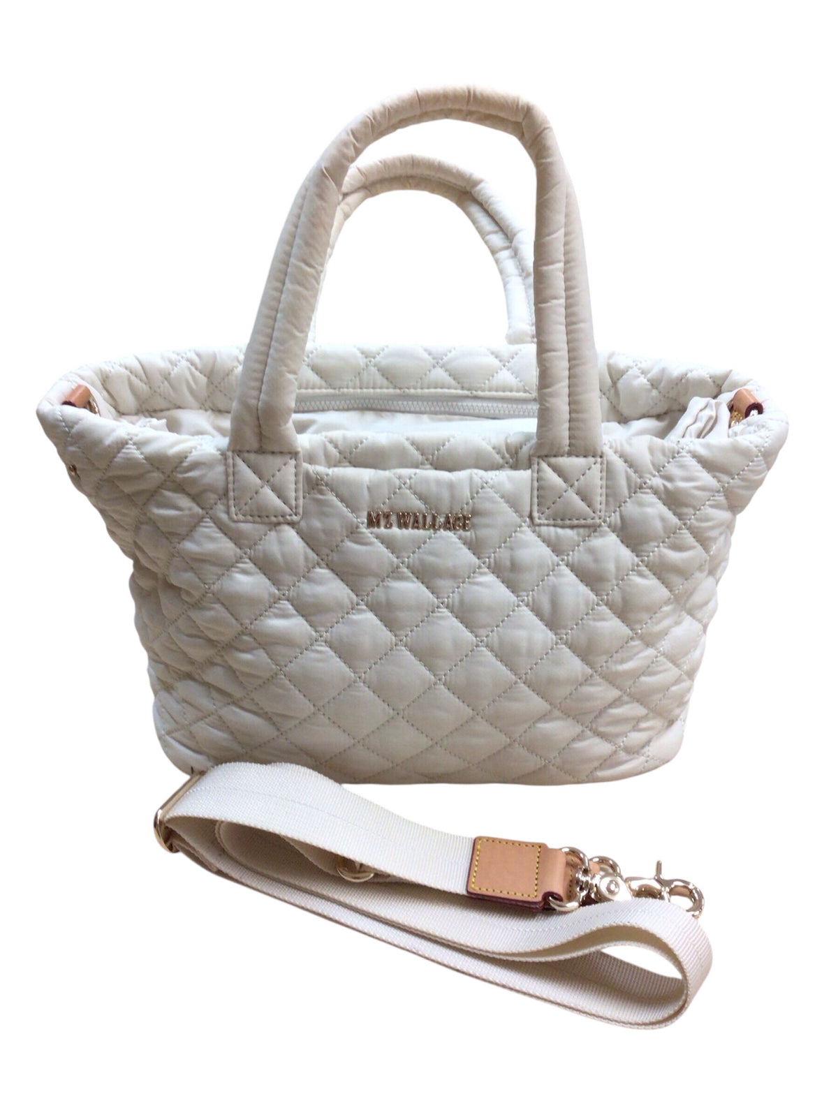 MZ Wallace Cream Quilted Nylon Crossbody Satchel Bags