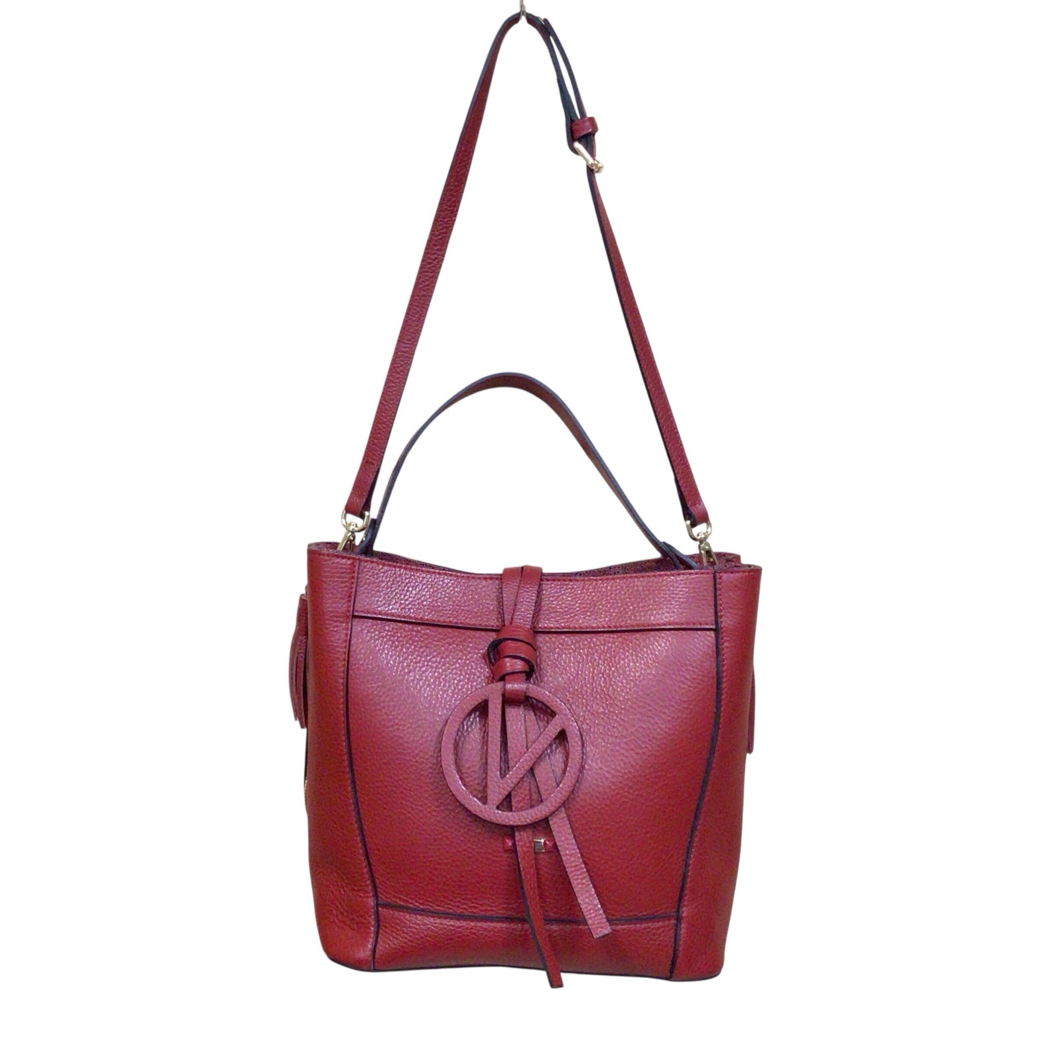 Mario Valentino "Callie" Red Italian Pebbled Leather Shoulder Crossbody Bag