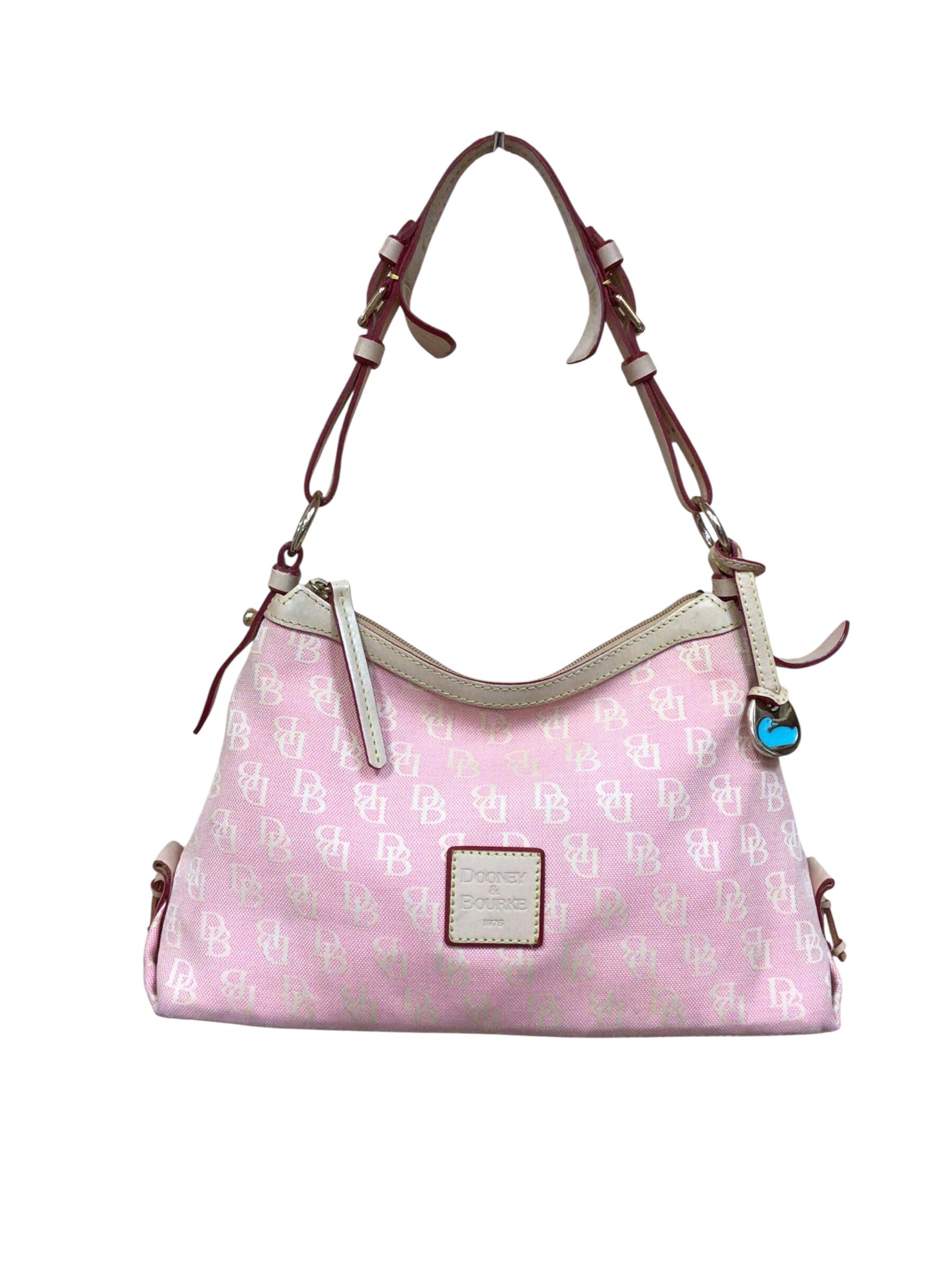 Dooney & Bourke Vintage East-West Slouch Pink Canvas Monogram Shoulder Bag