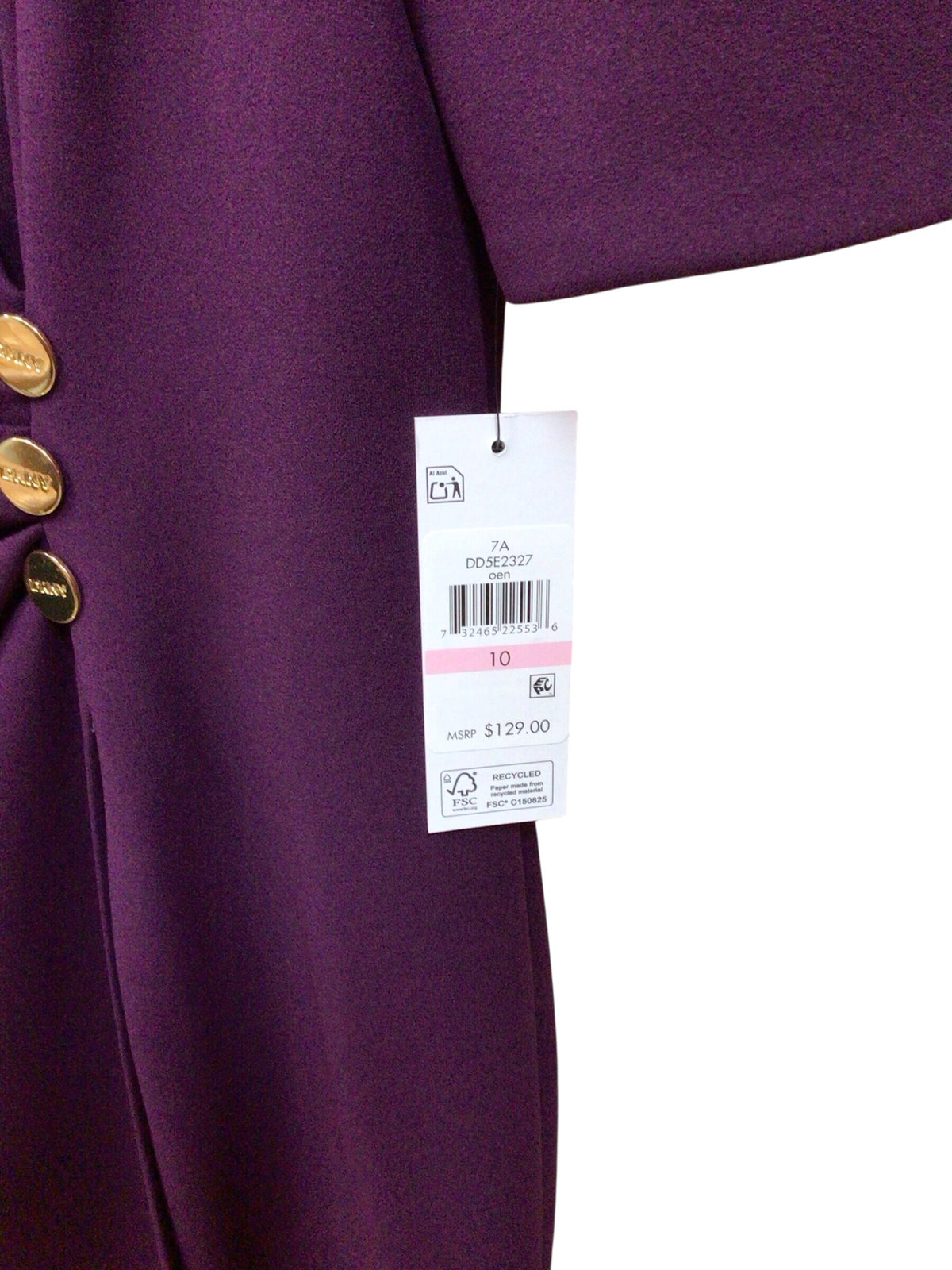 DKNY Purple Short Sleeve Dress Size 10 NWT