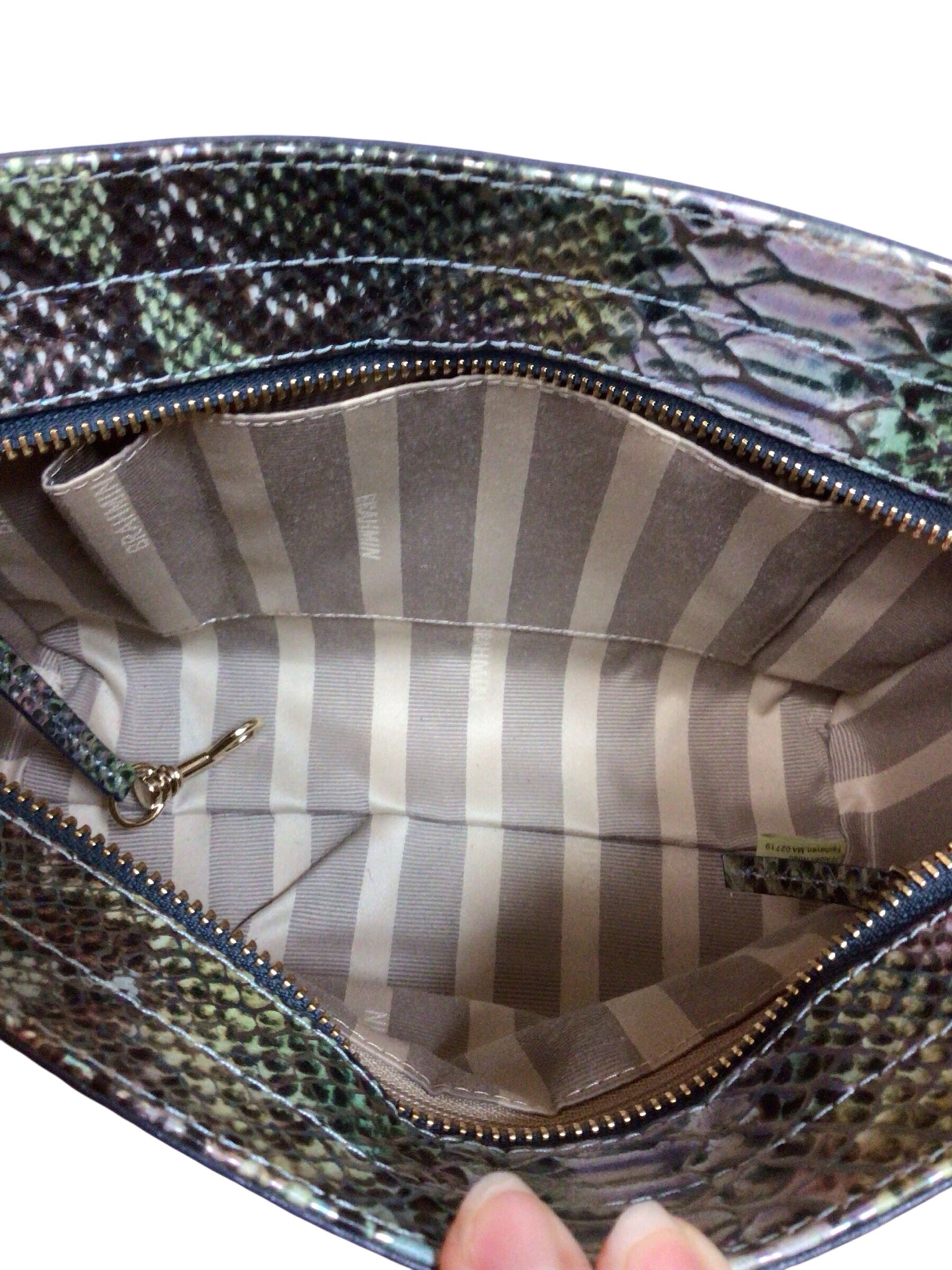 Brahmin "Carrie" Moonstone Seville Iridescent Snake Print Crossbody Bag