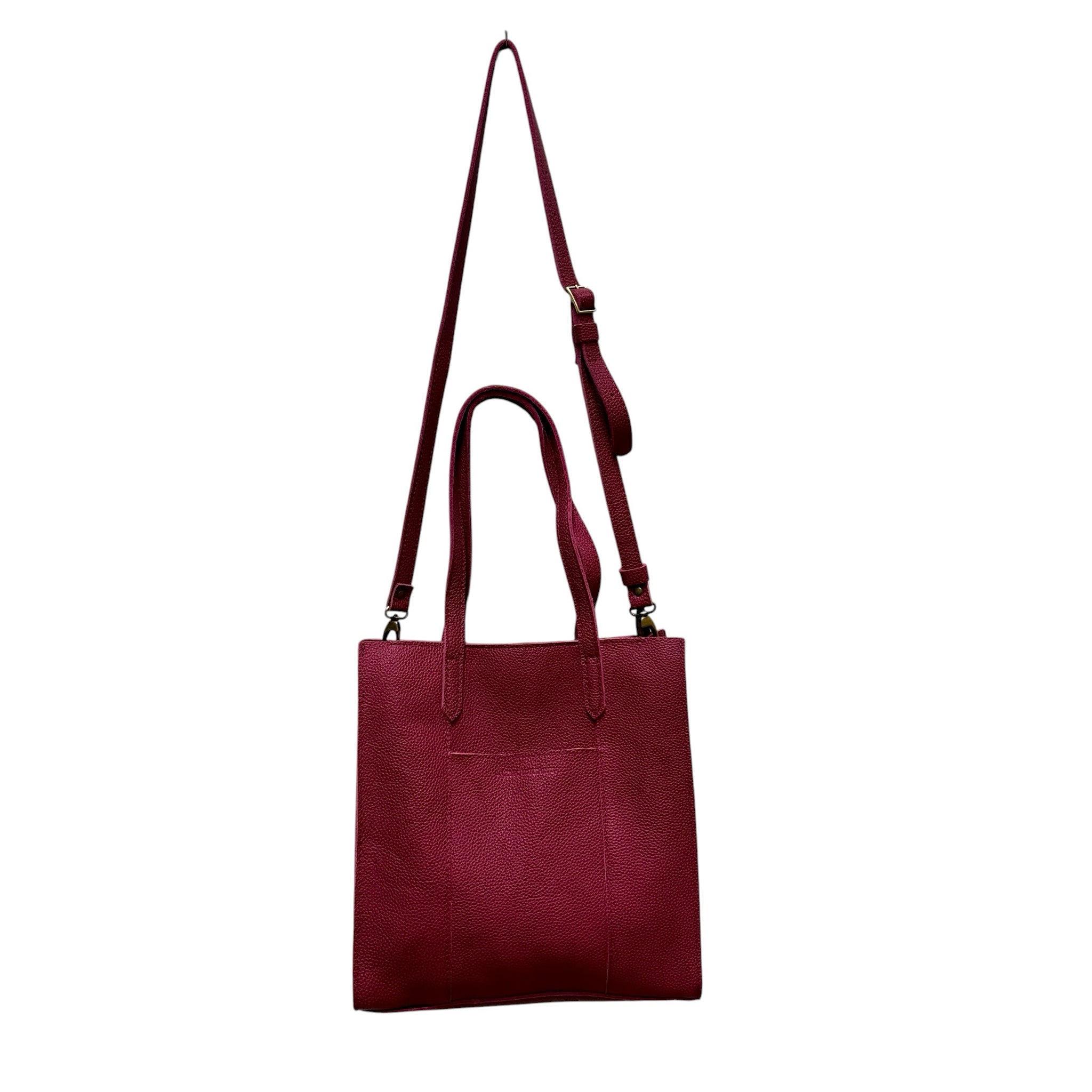 Portland Leather Raspberry Large Lola Zipper Crossbody Tote Bag